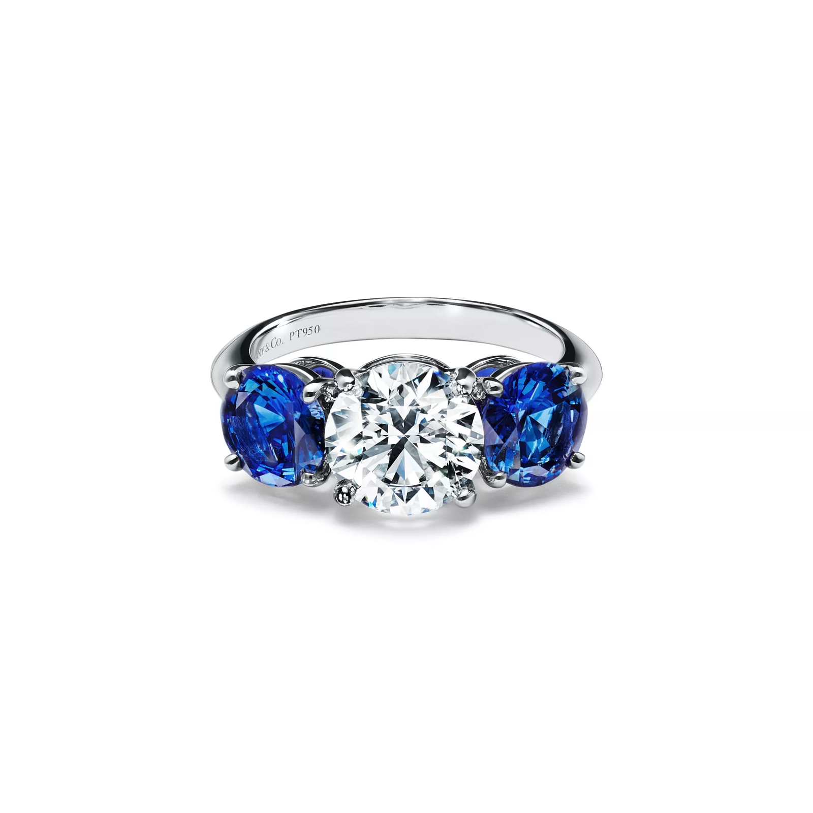 Engagement Ring with Sapphire Side Stones in Platinum