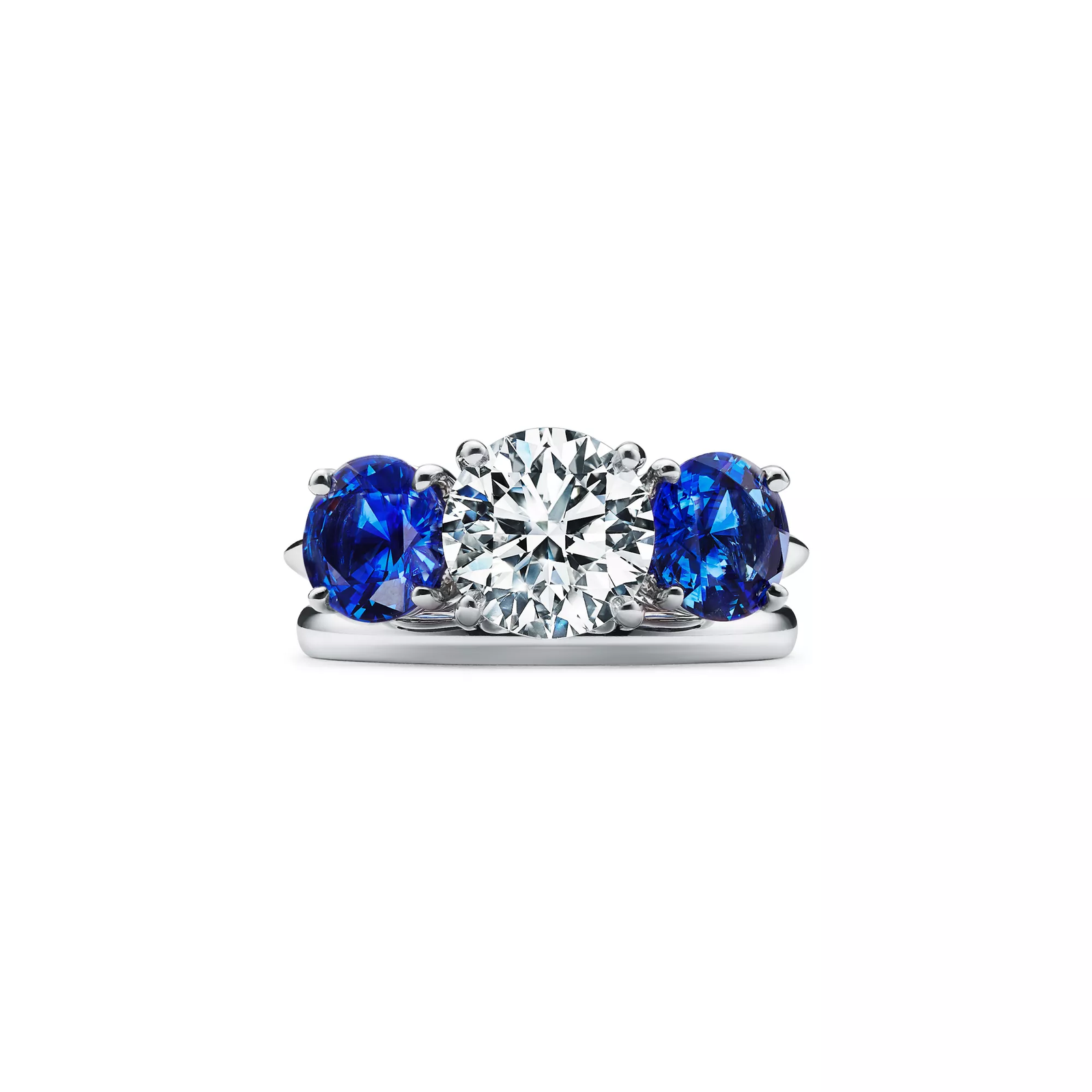 Engagement Ring with Sapphire Side Stones in Platinum