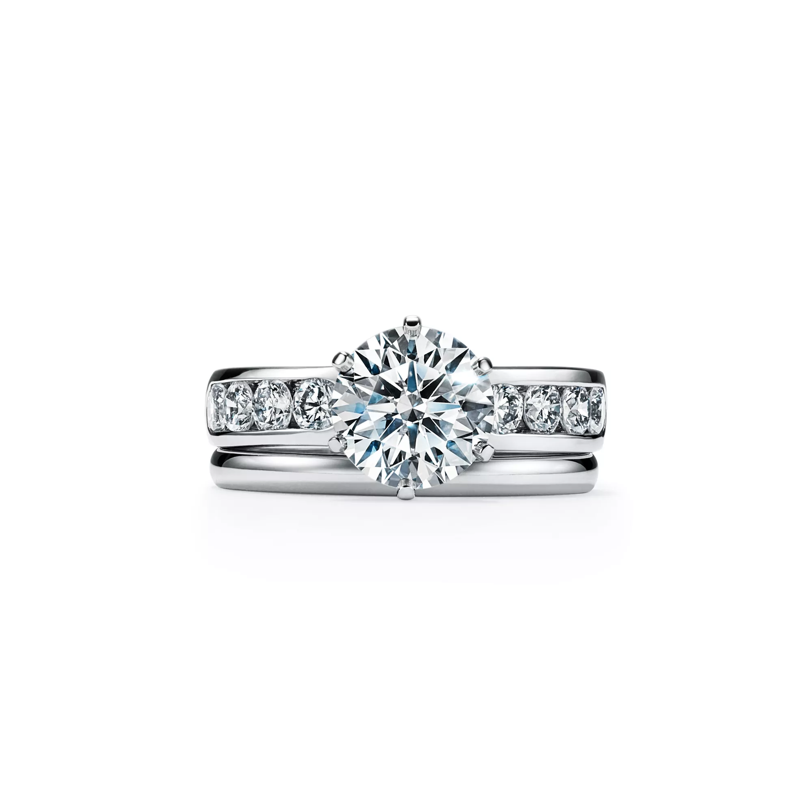 Engagement Ring with a Channel-set Diamond Band in Platinum