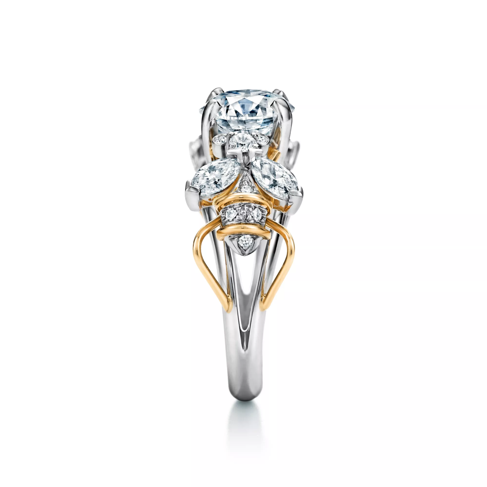 Two Bees Engagement Ring in Platinum and 18k Gold
