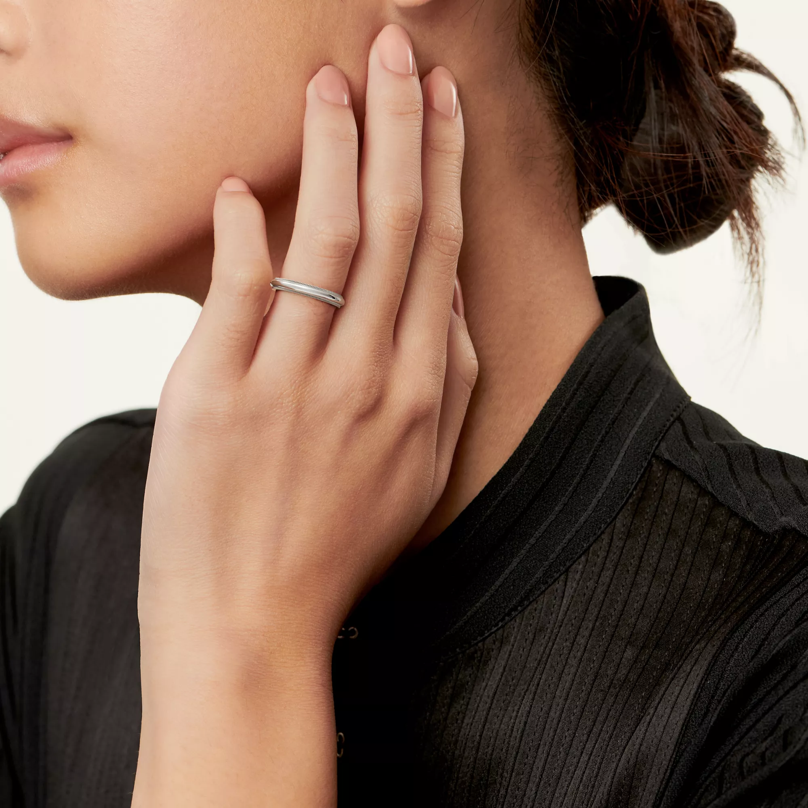 Milgrain Band Ring in Platinum, 3 mm Wide