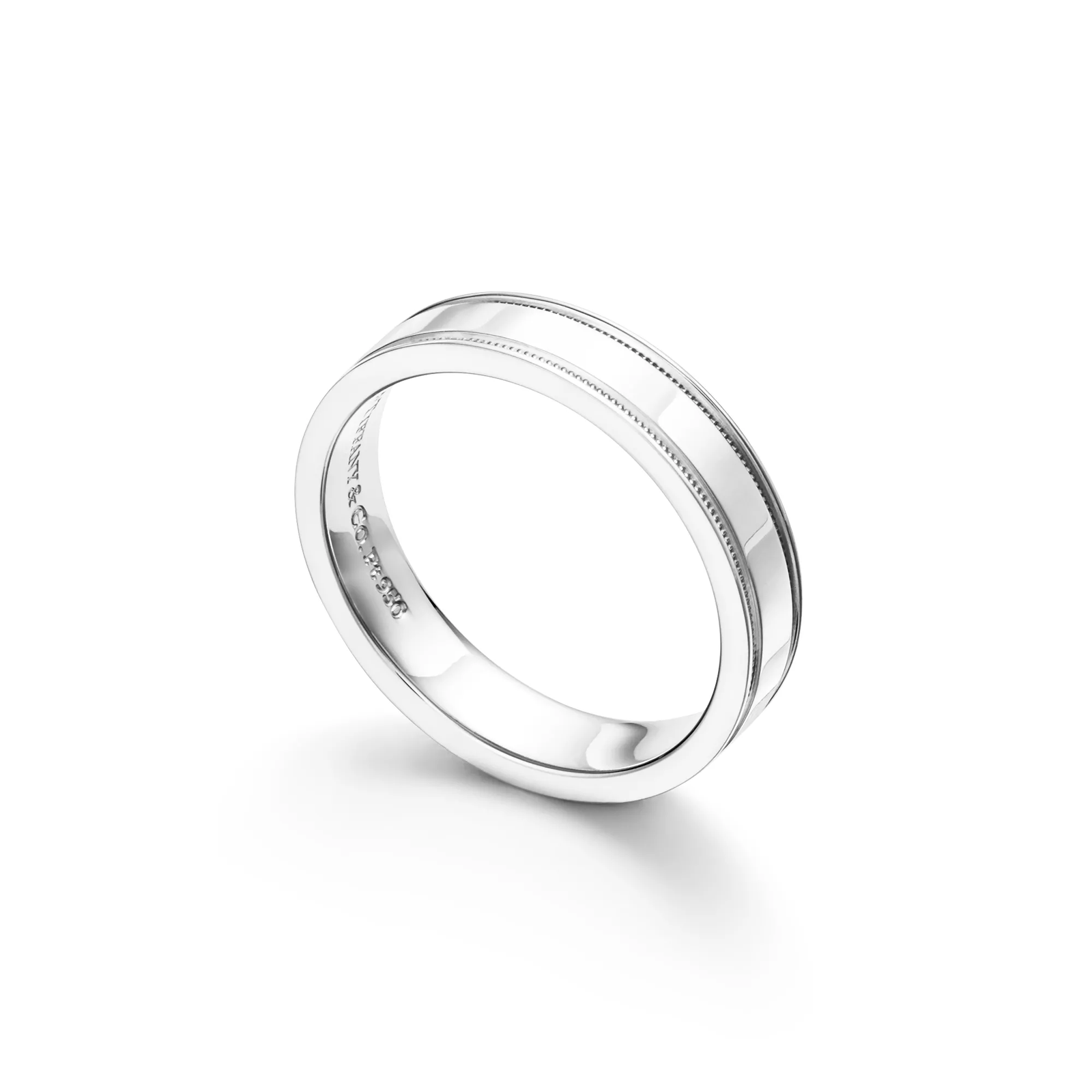Double Milgrain Band Ring in Platinum, 4 mm Wide