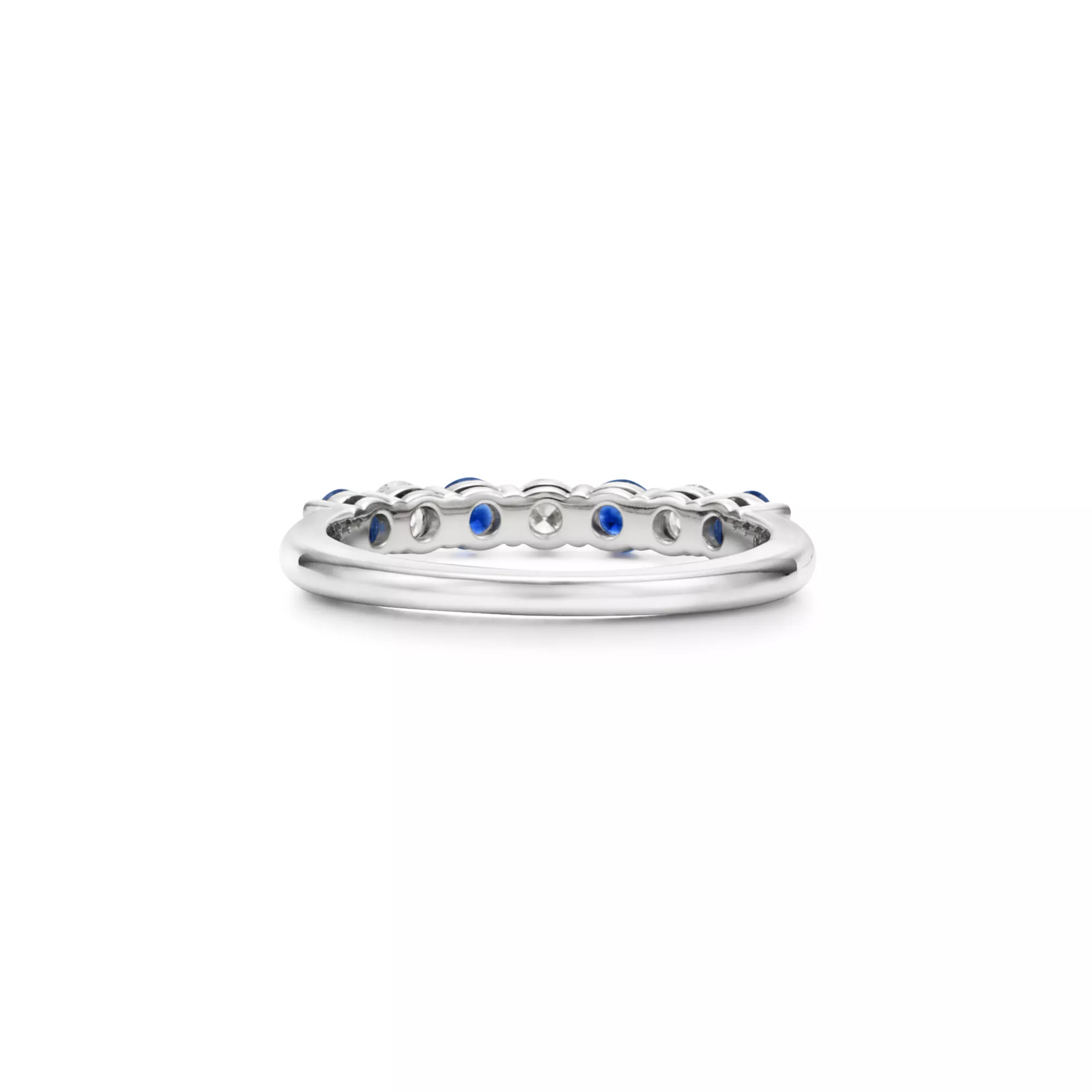 Band Ring in Platinum with a Half-Circle of Sapphires & Diamonds