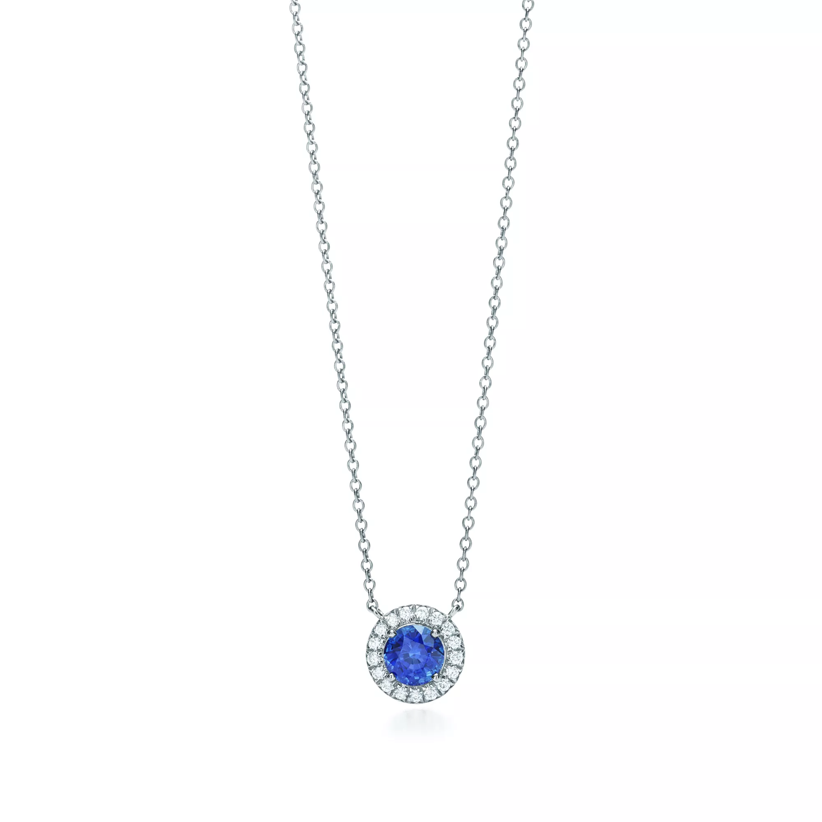 Pendant   in Platinum with a Sapphire and Diamonds