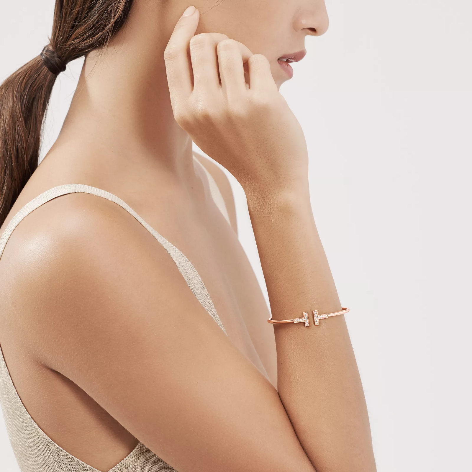 Diamond Wire Bracelet in Rose Gold