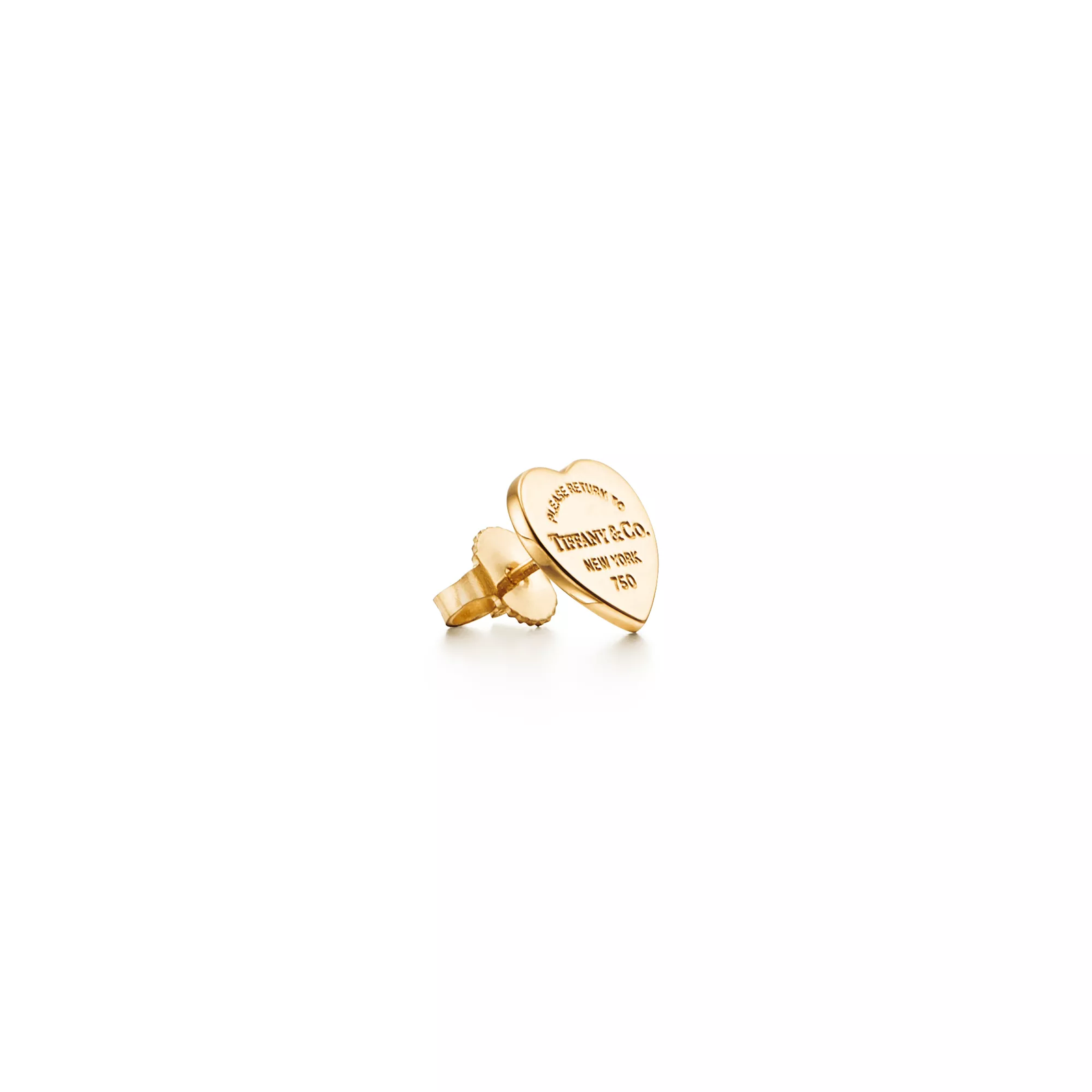 Heart Tag Stud Earrings in Yellow Gold, Mini