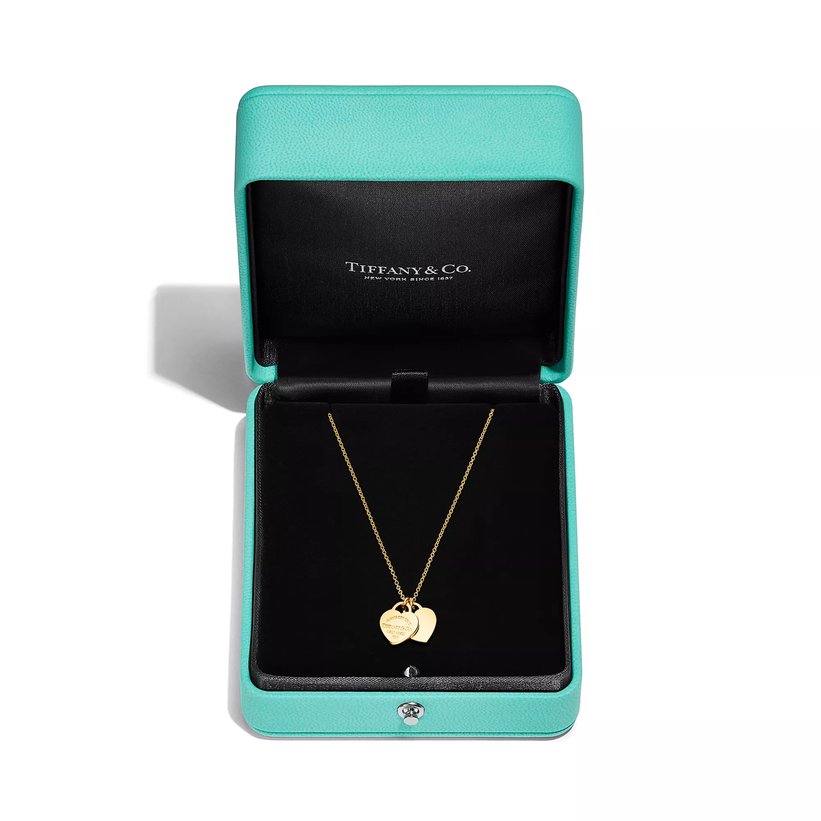 Double Heart Tag Pendant in Yellow Gold, Mini