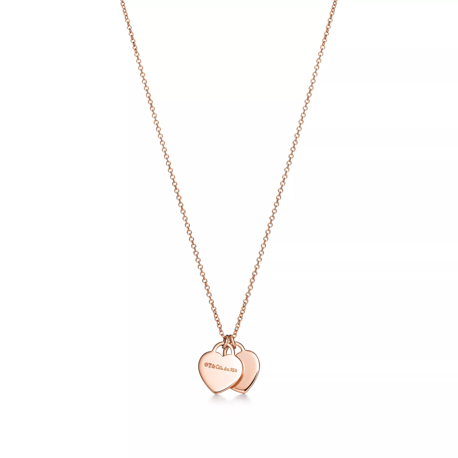 Double Heart Tag Pendant in Rose Gold, Mini