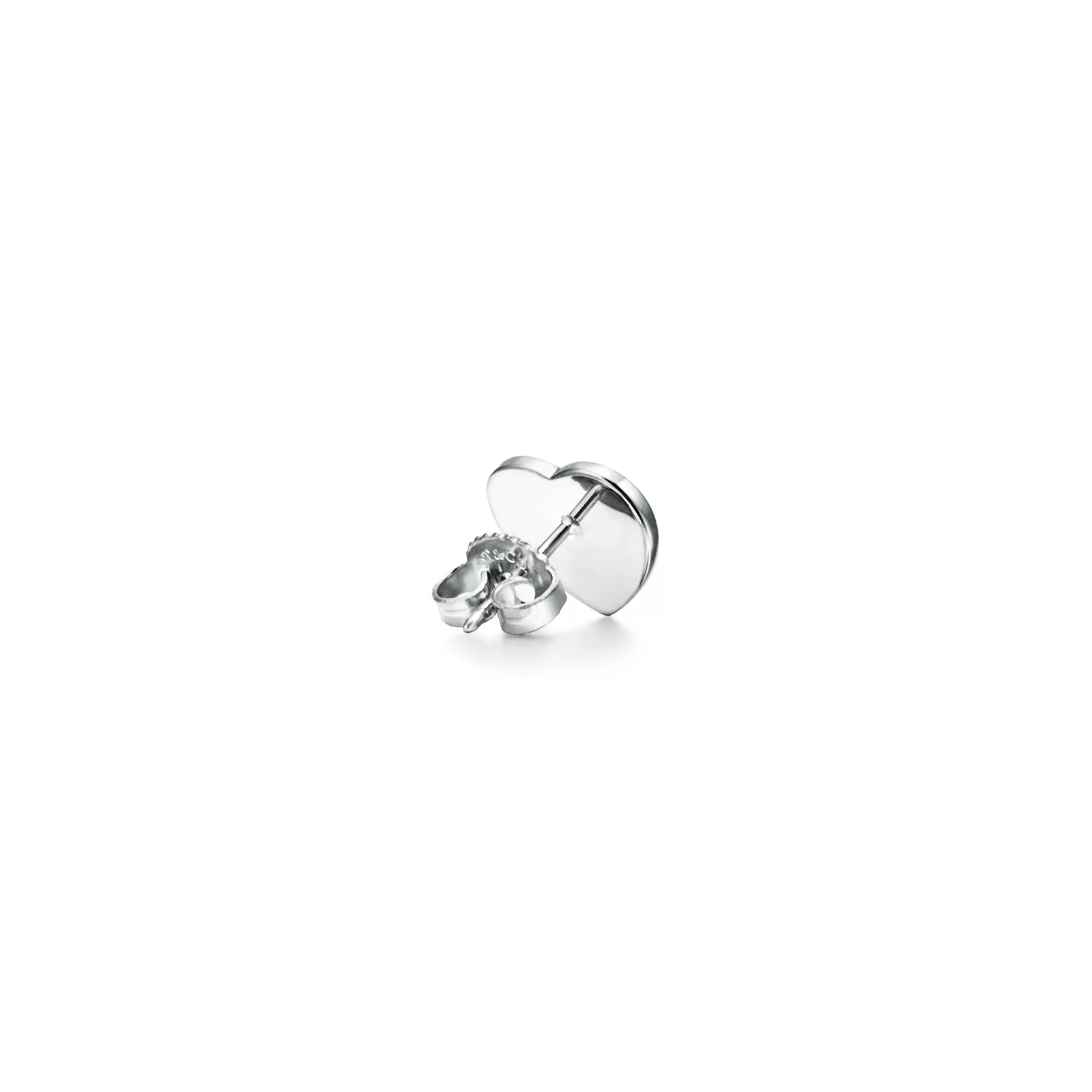 Heart Tag Stud Earrings in Silver, Mini
