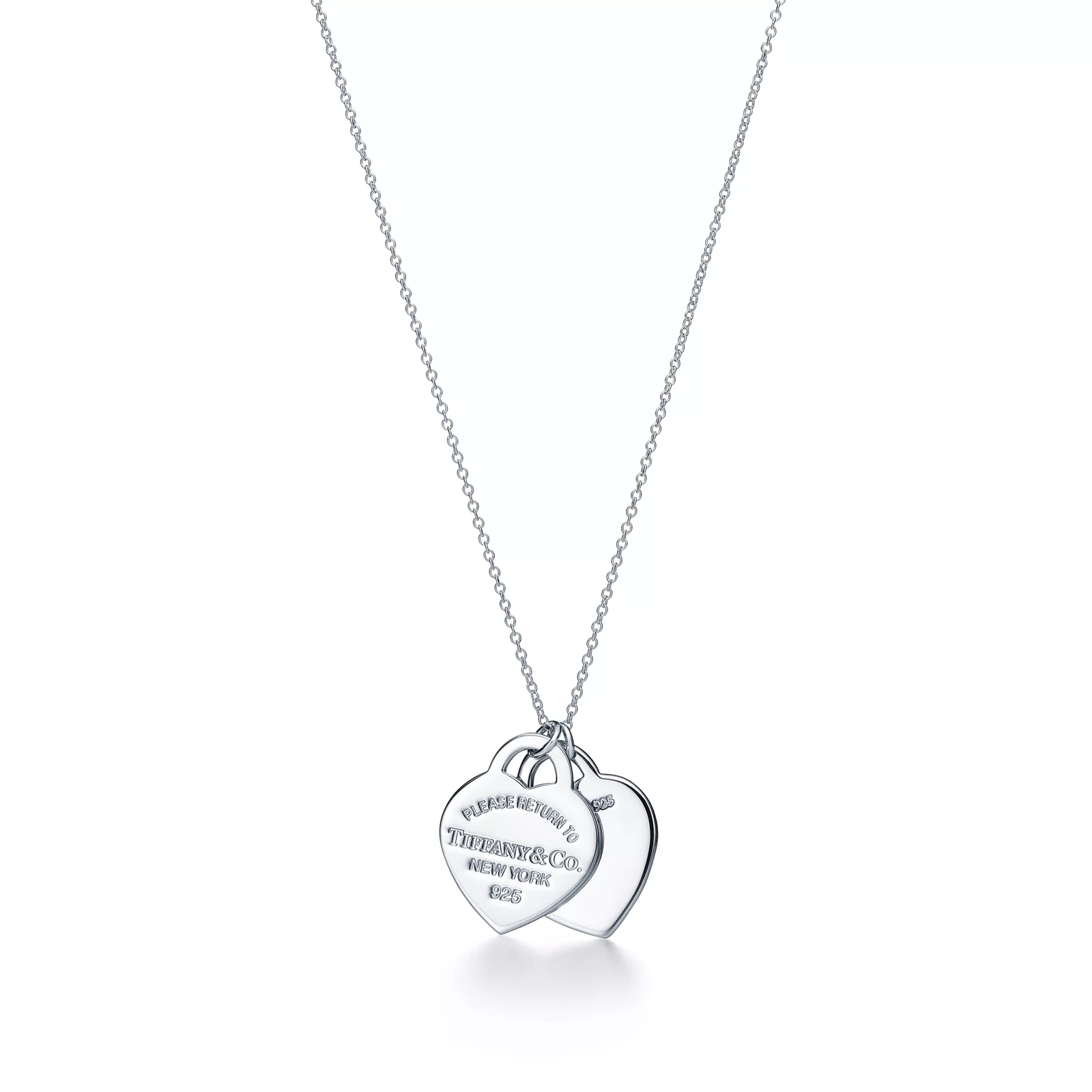 Tiffany Blue Double Heart Tag Pendant in Silver, Small