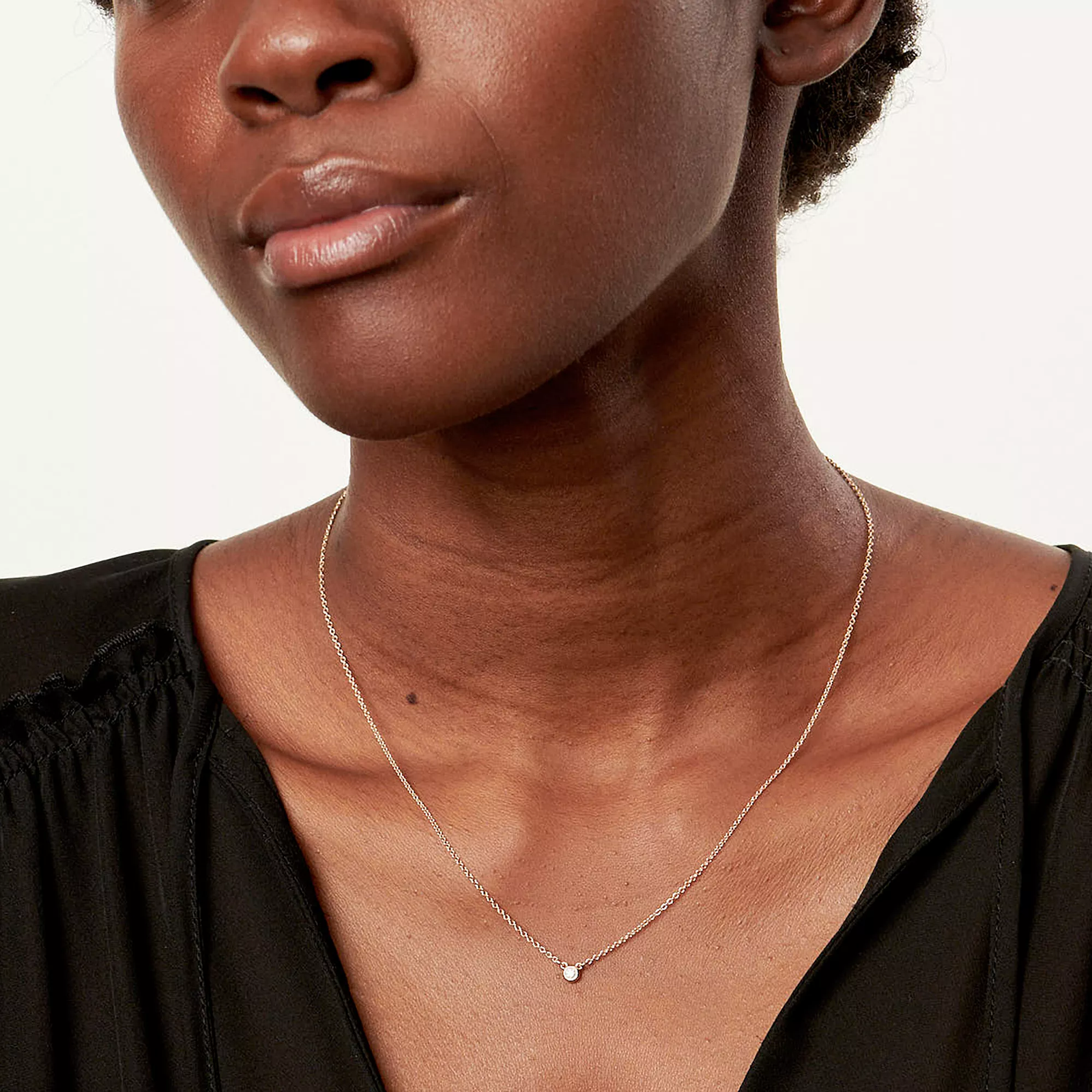 Diamonds by the Yard Single Diamond Pendant in Rose Gold