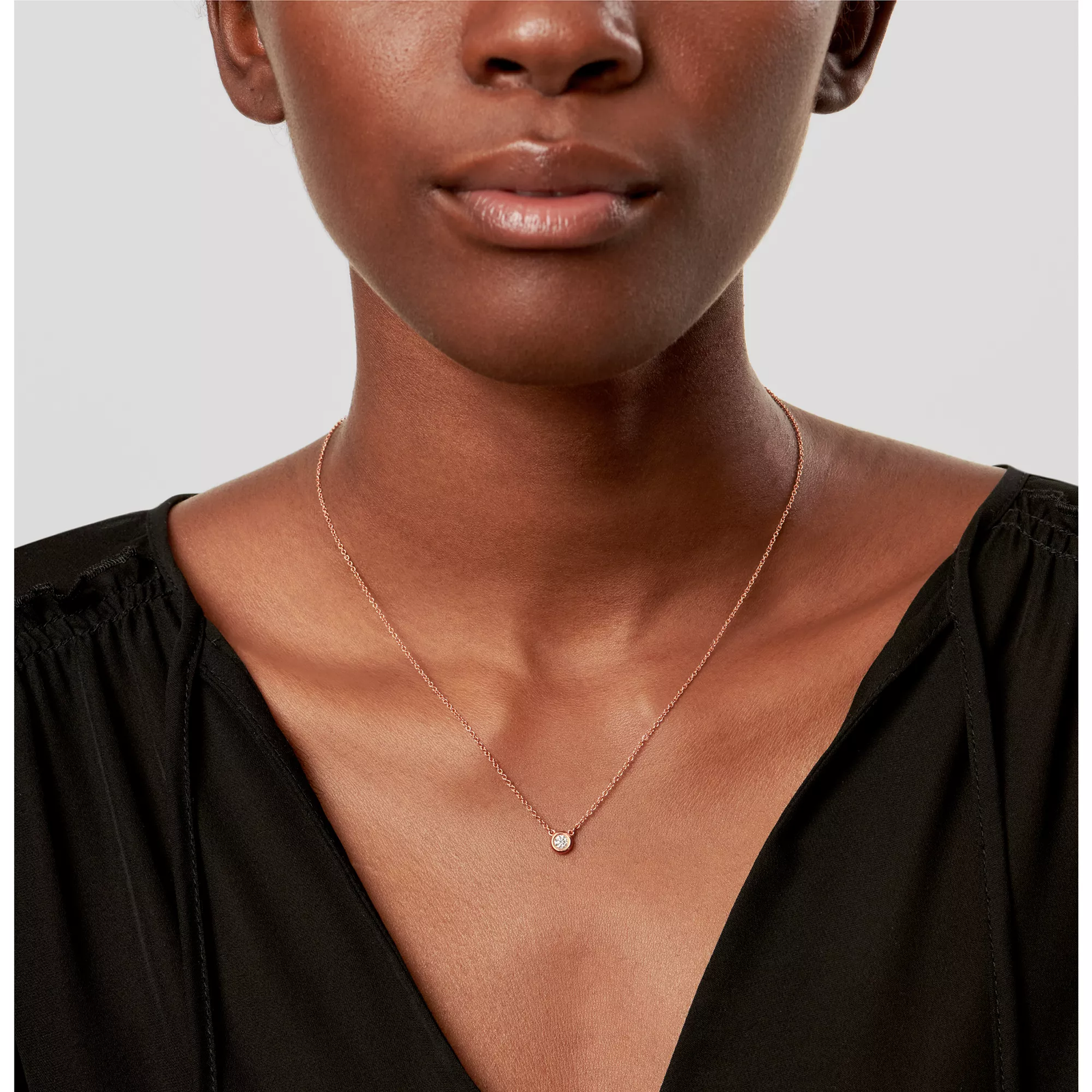 Diamonds by the Yard Single Diamond Pendant in Rose Gold