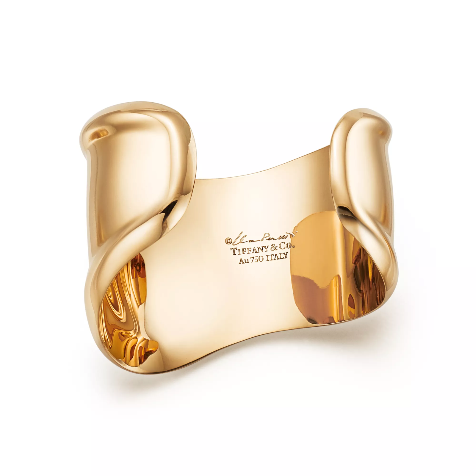 Small Bone Cuff in Yellow Gold, 43 mm Wide