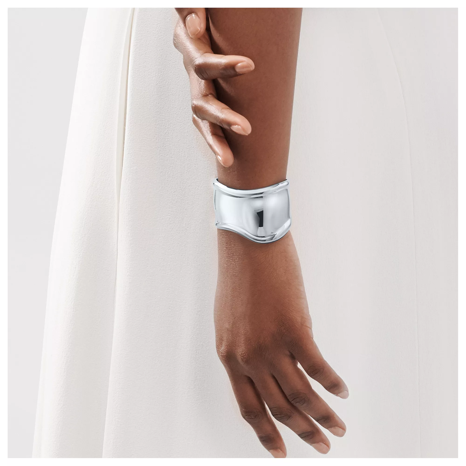 Small Bone Cuff in Sterling Silver, 43 mm Wide