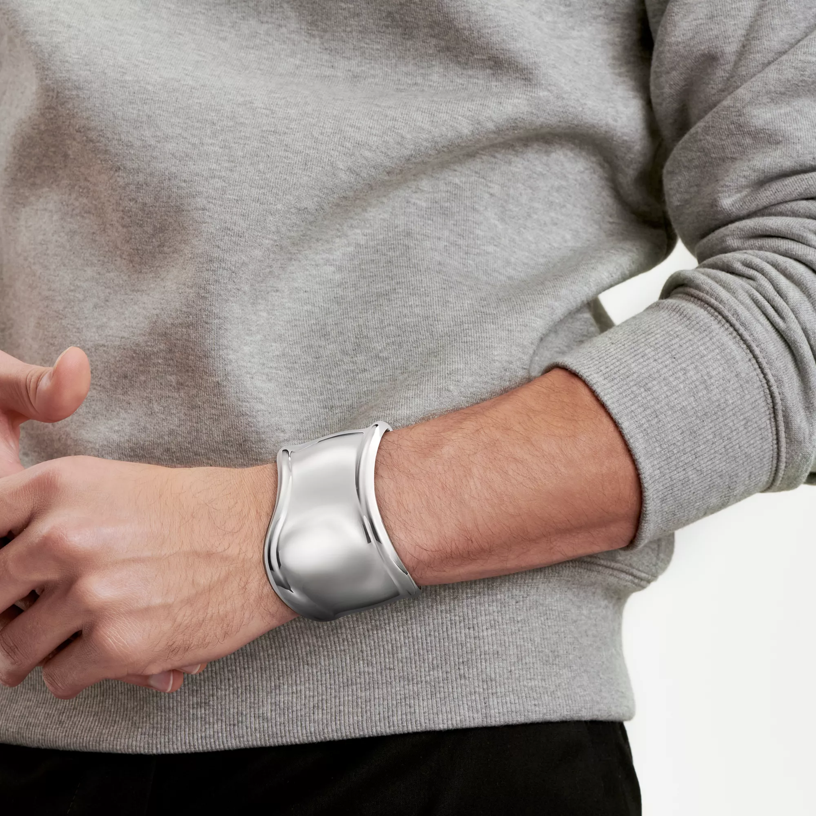 Small Bone Cuff in Sterling Silver, 43 mm Wide
