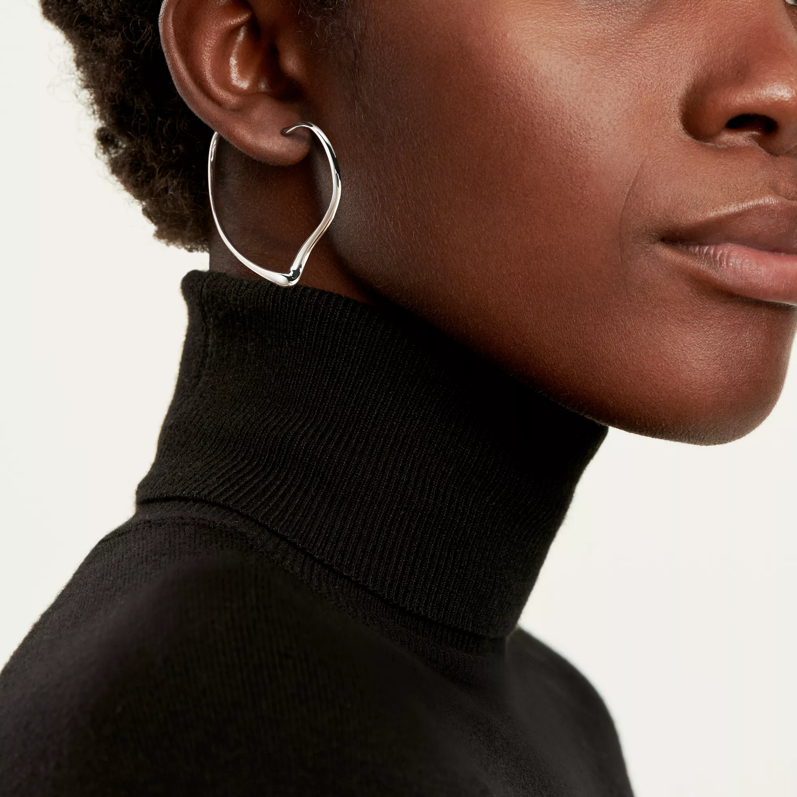 Open Heart Hoop Earrings in Sterling Silver