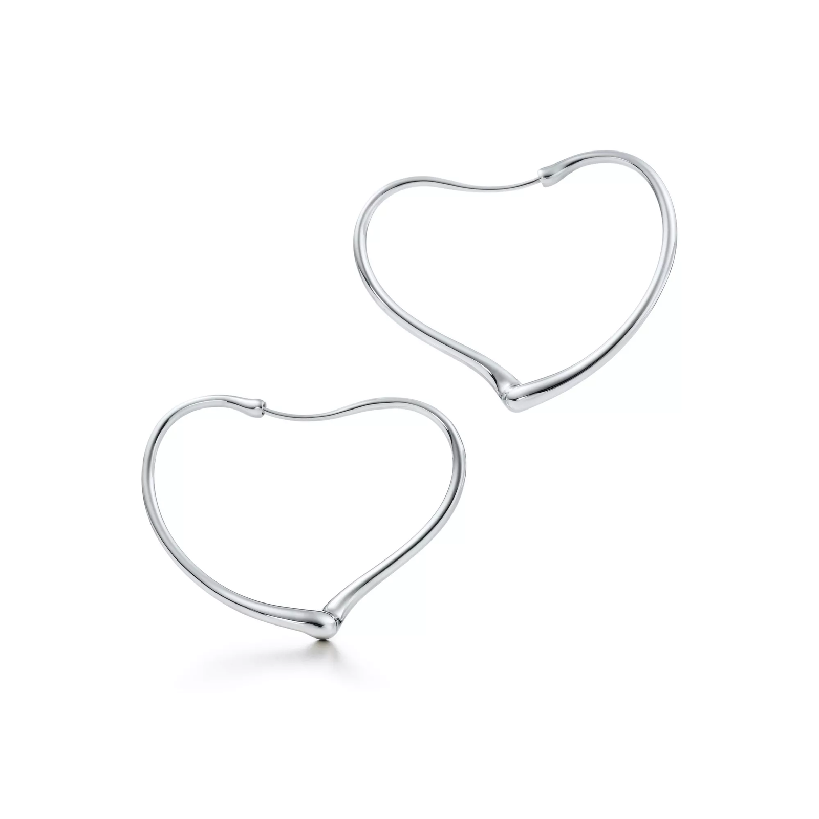 Open Heart Hoop Earrings in Sterling Silver
