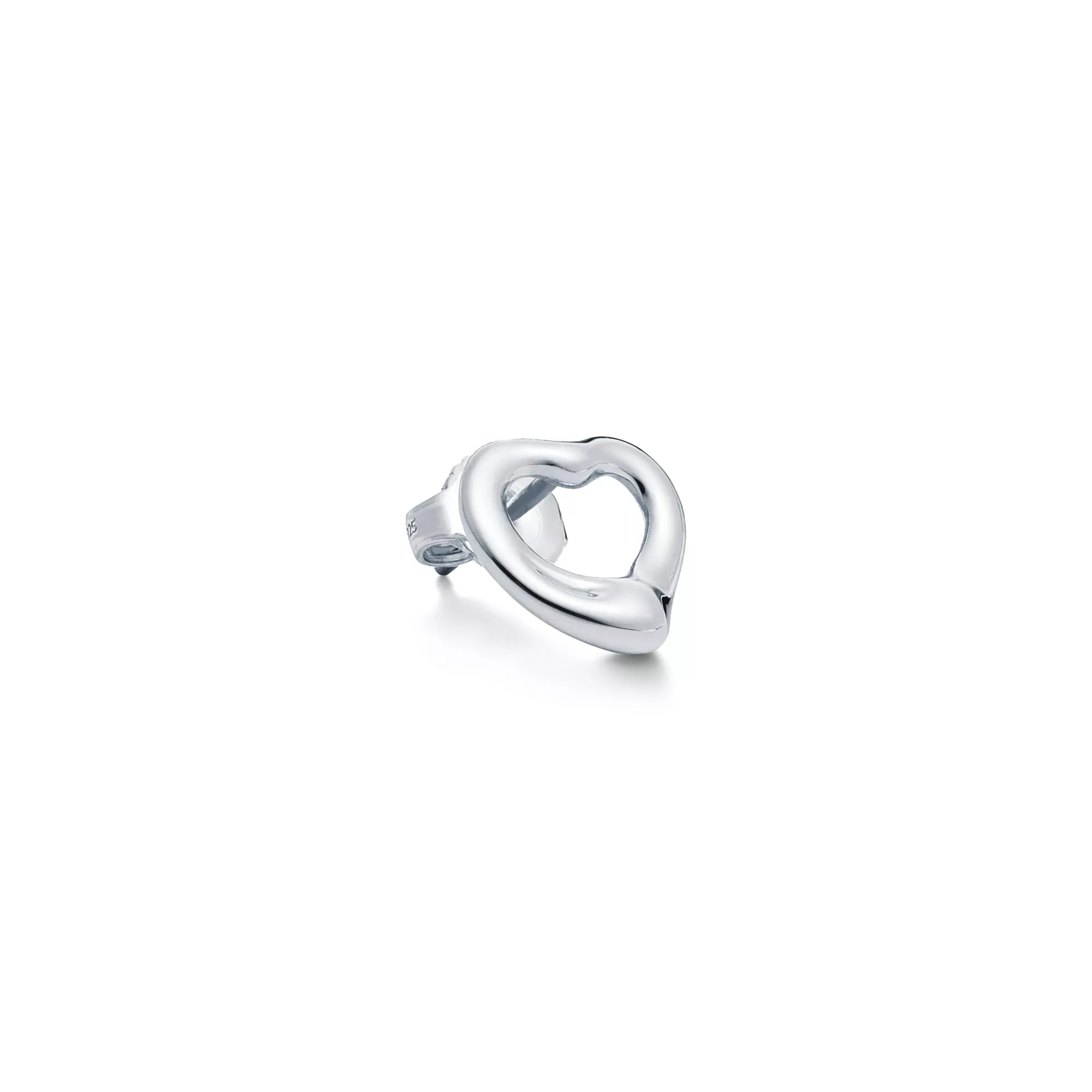 Open Heart Stud Earrings in Silver, 11 mm