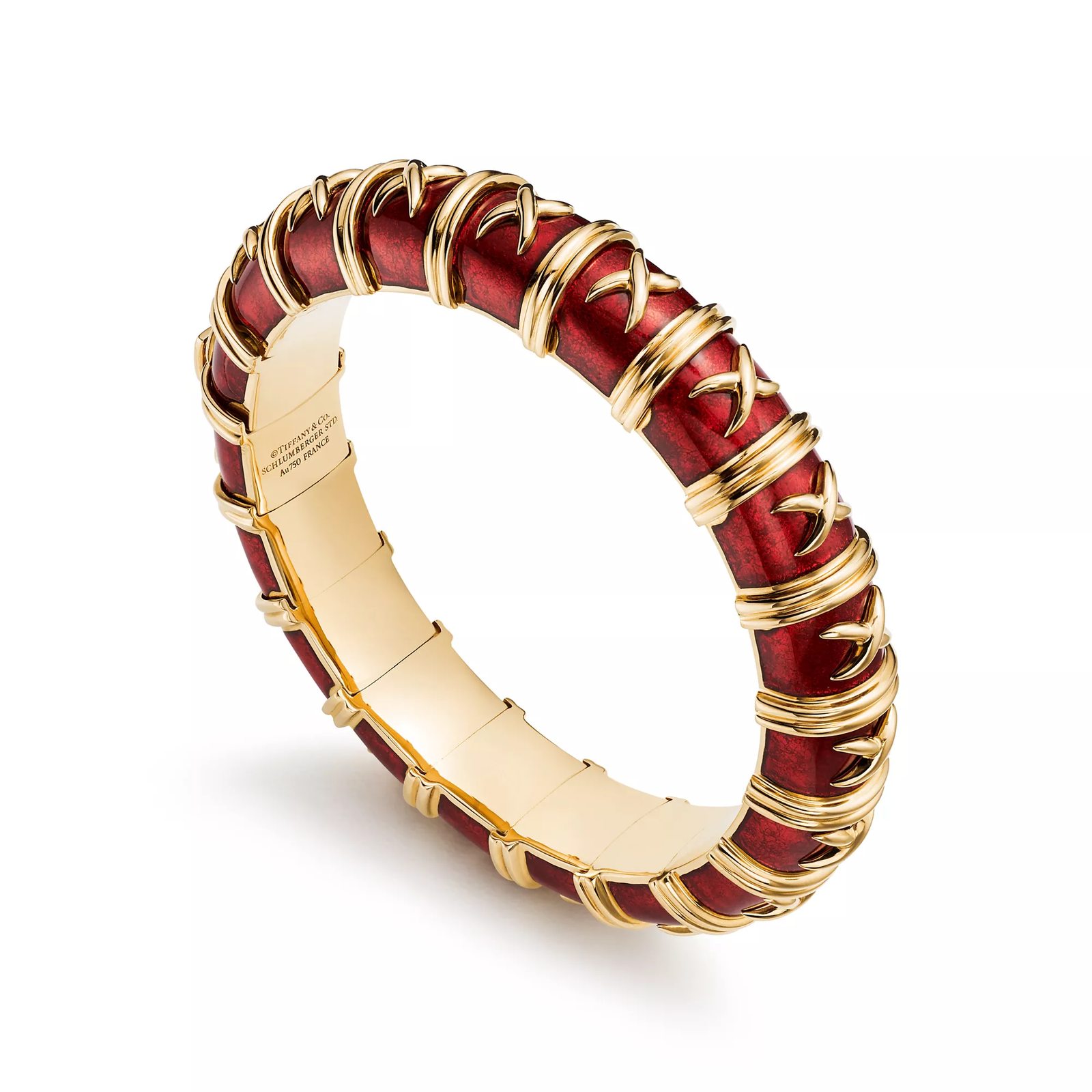 Bracelet in Yellow Gold with Red Enamel