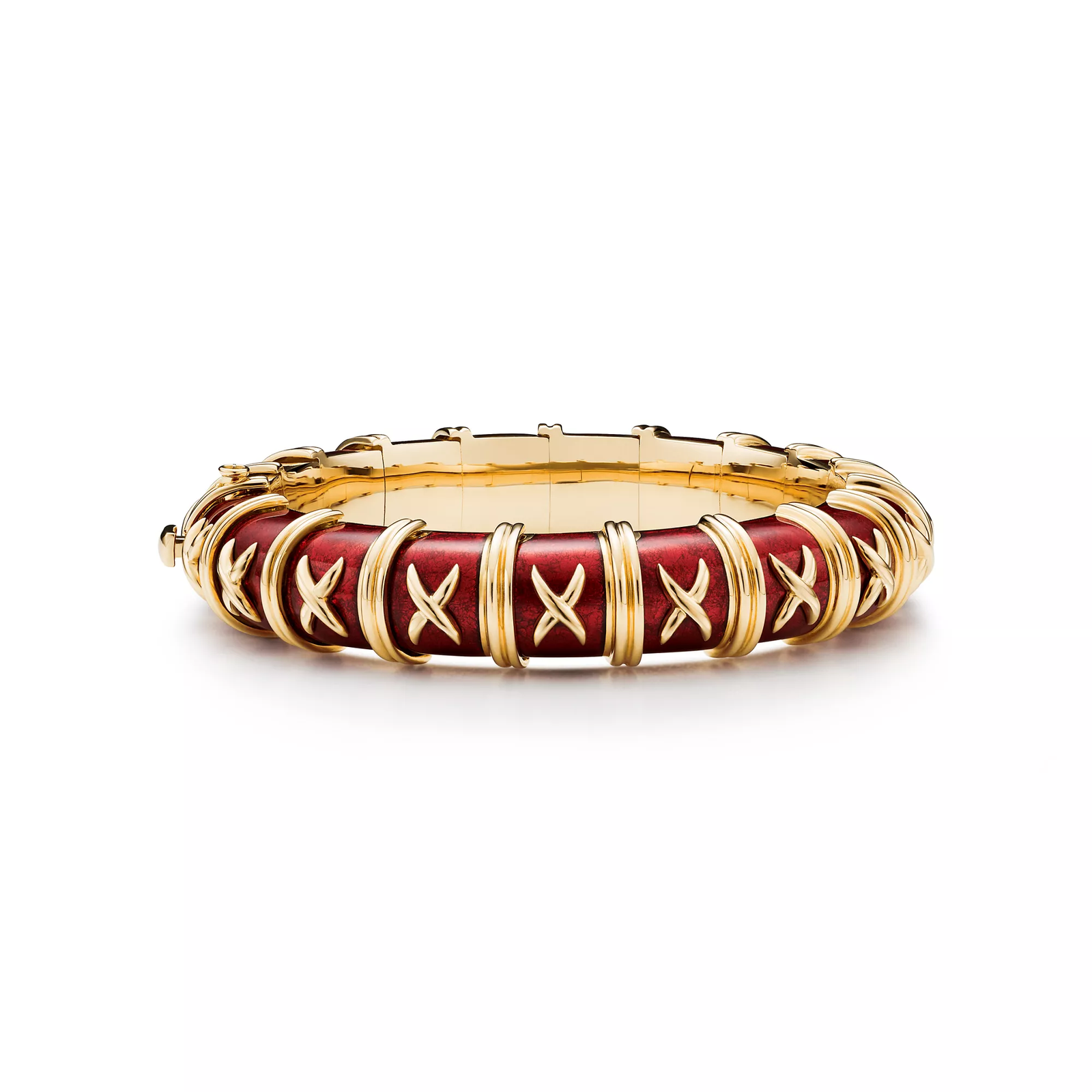 Bracelet in Yellow Gold with Red Enamel