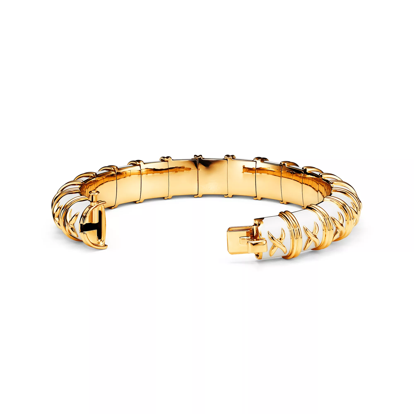 Bracelet in Yellow Gold with White Enamel