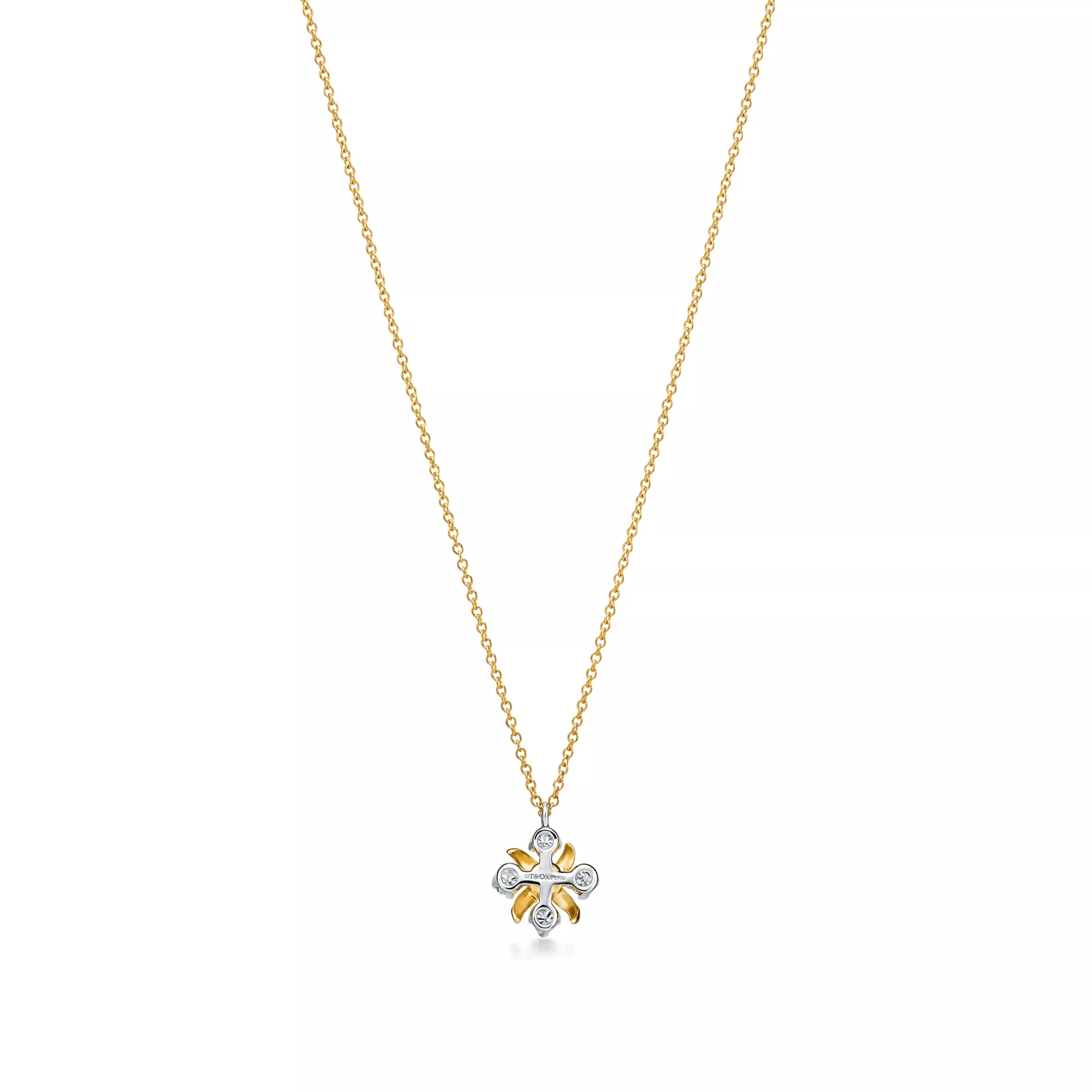 Pendant in Yellow Gold and Platinum with Diamonds