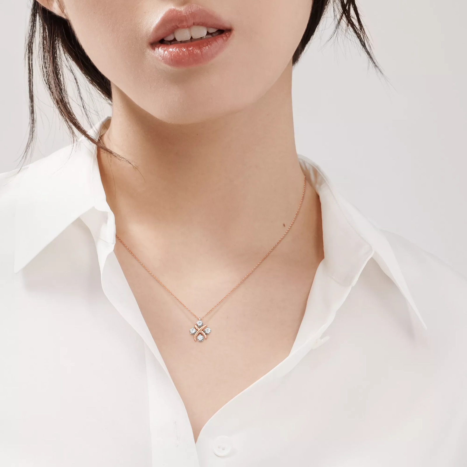 Pendant in Rose Gold and Platinum with Diamonds