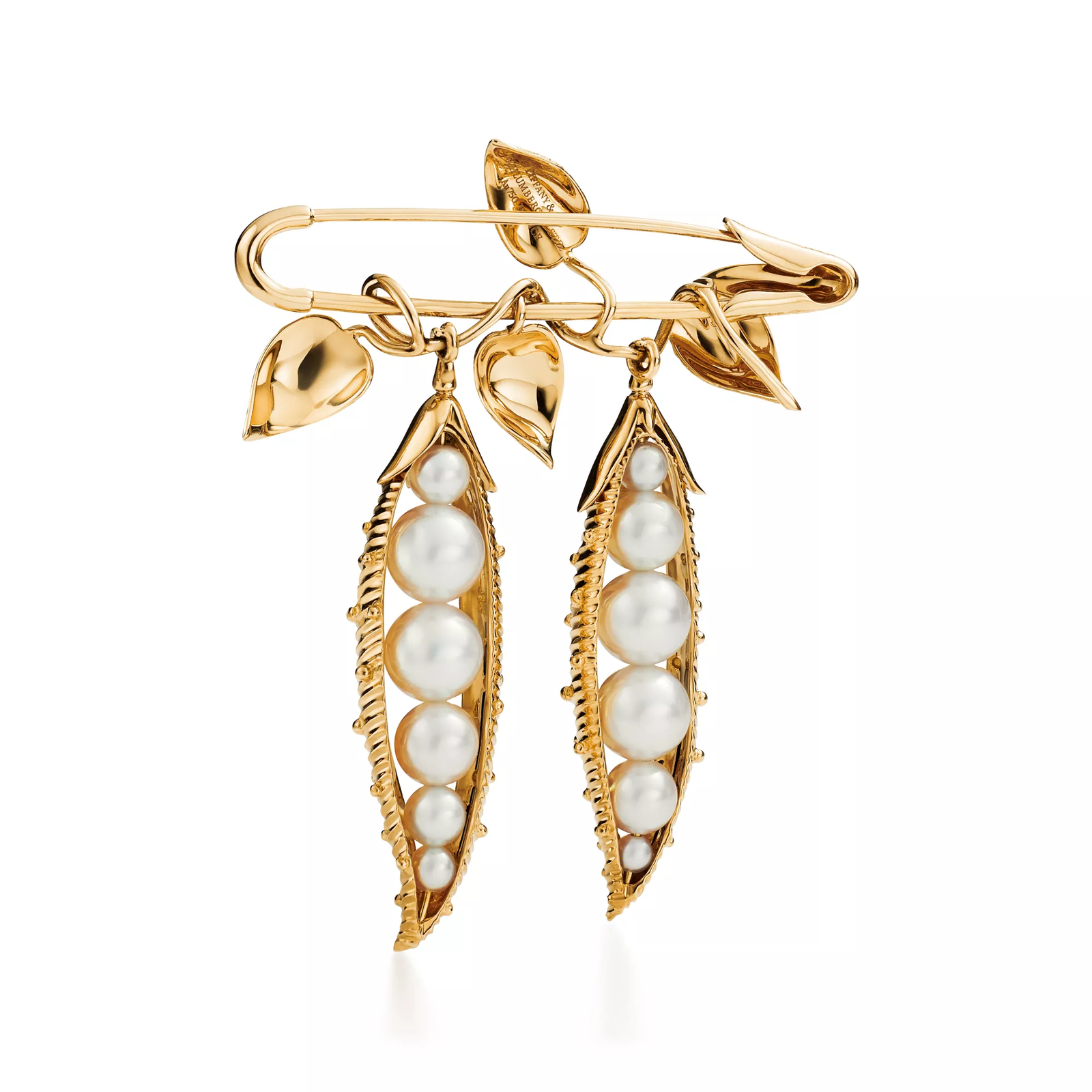Peapod Brooch in Yellow Gold with Cultured Pearls
