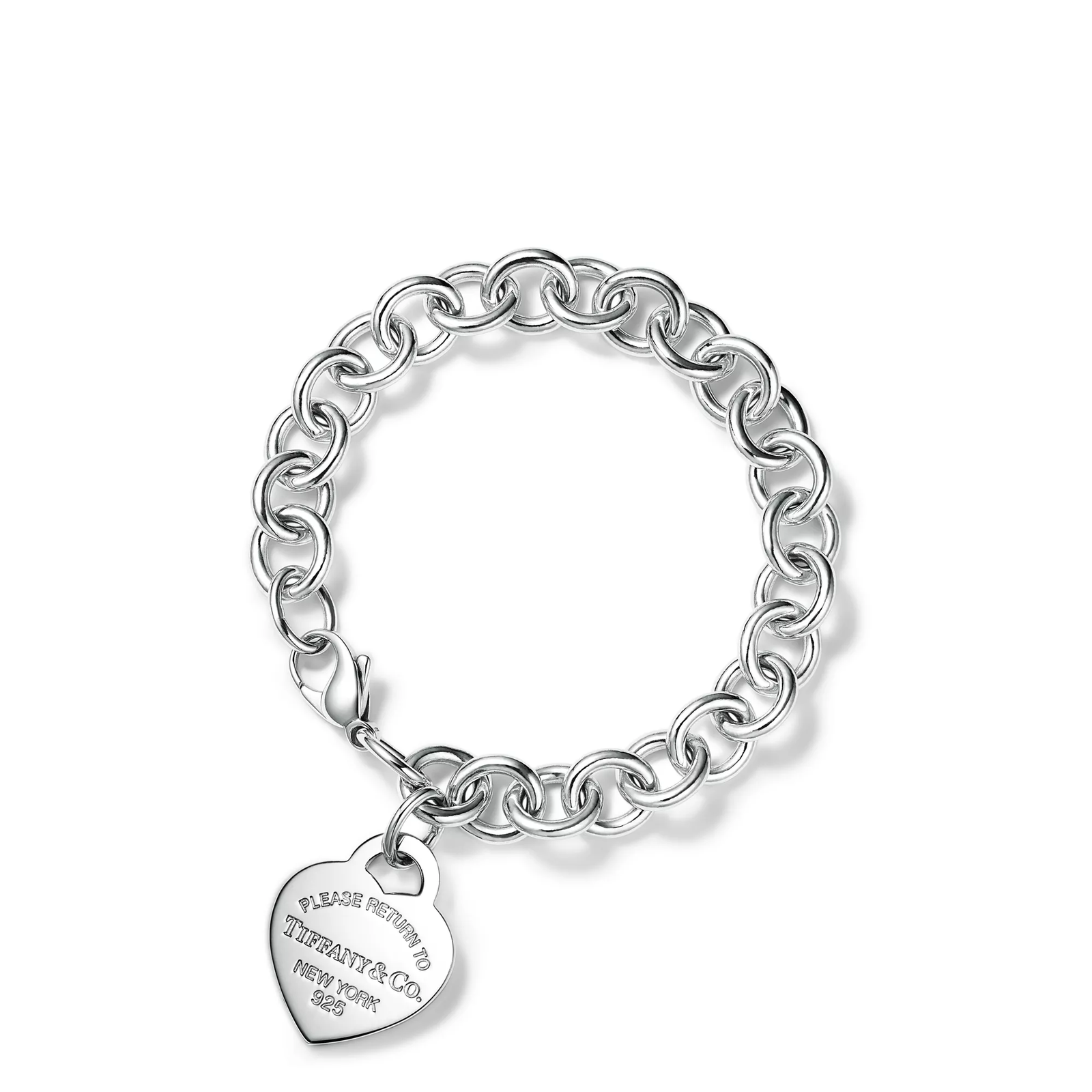 Heart Tag Charm Bracelet in Silver