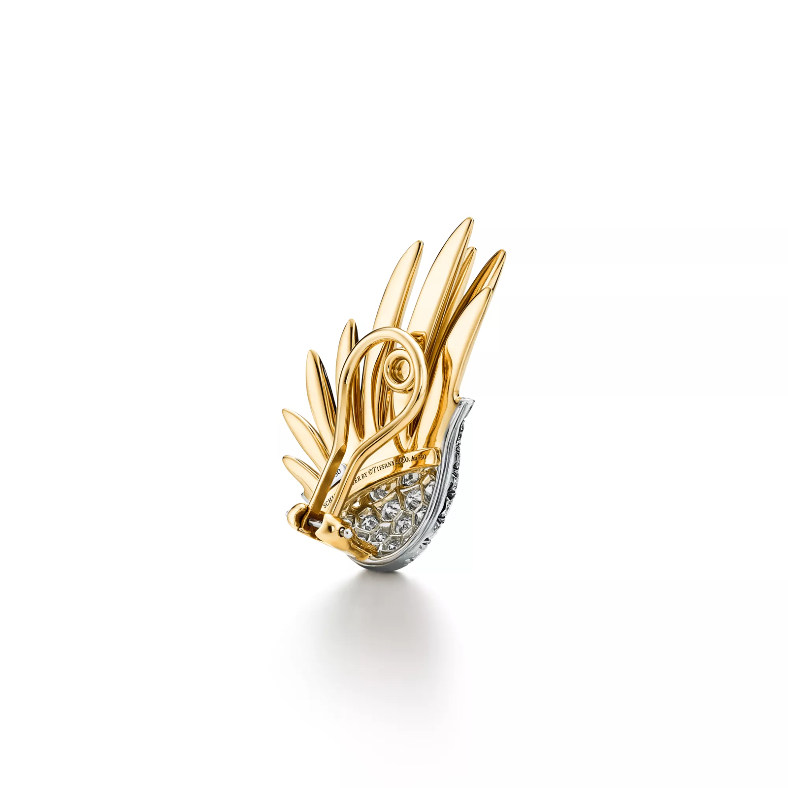 Wings Ear Clips in Gold & Platinum with Diamonds