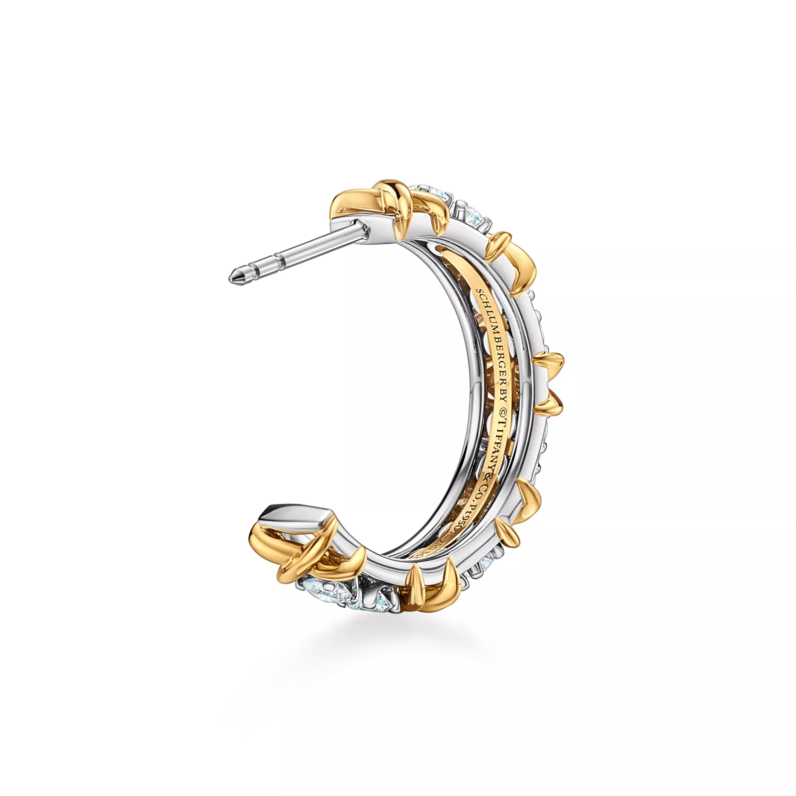 Hoop Earrings in Platinum and Yellow Gold with Diamonds