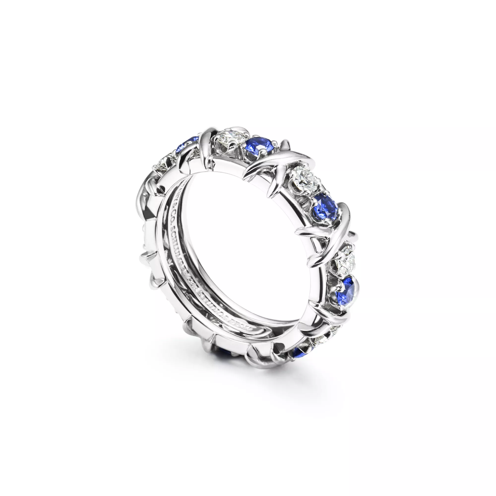 Ring with Diamonds and Sapphires