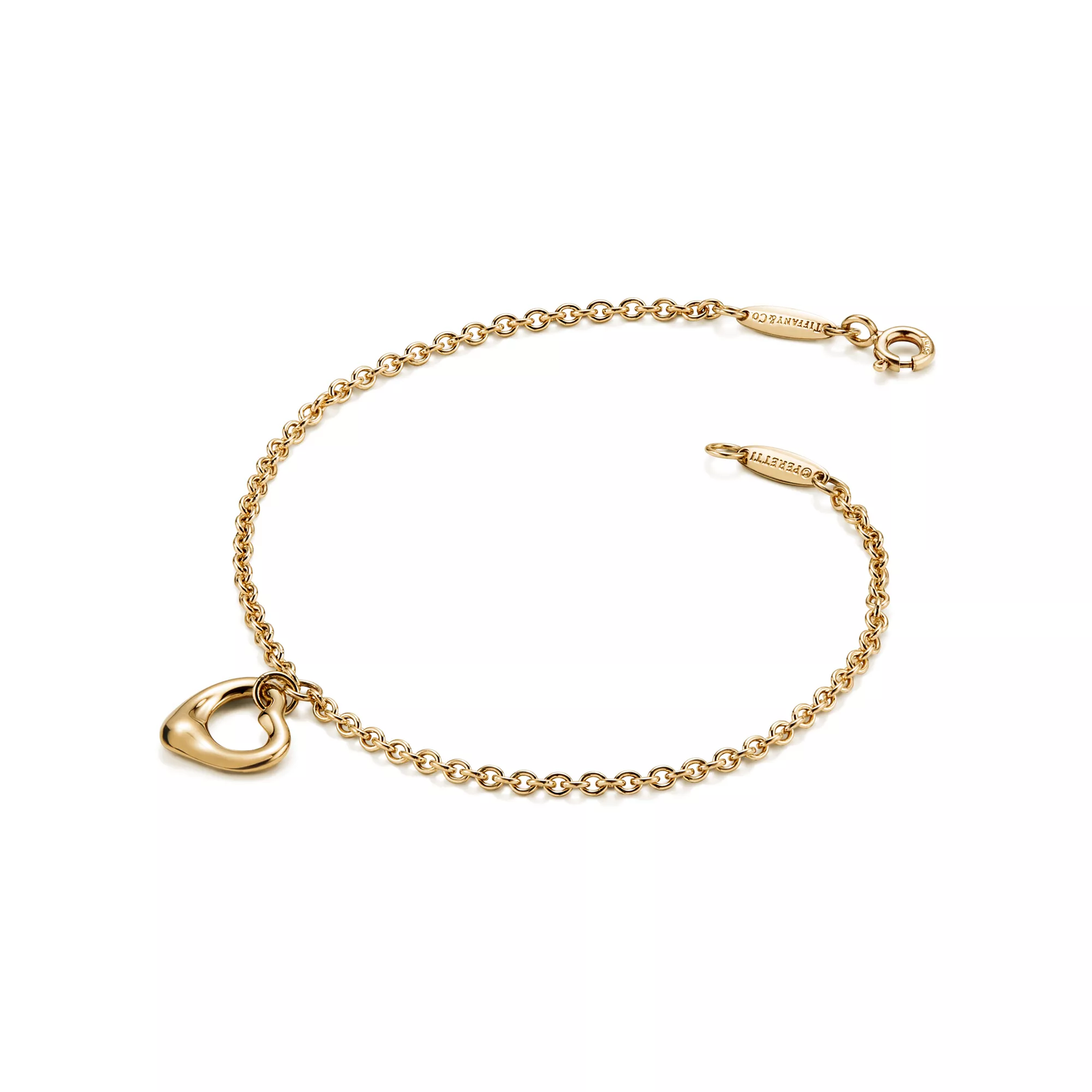 Open Heart Bracelet in Yellow Gold, 11 mm