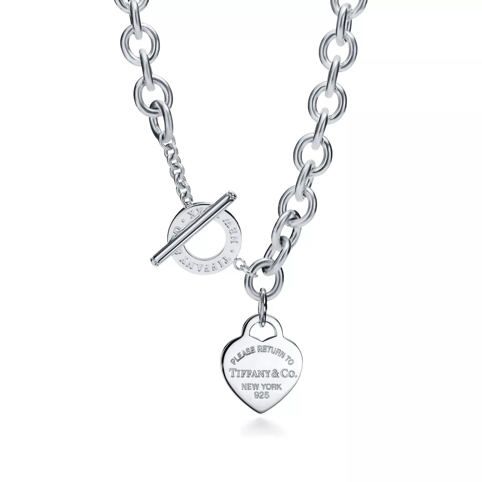 Heart Tag Toggle Necklace in Silver