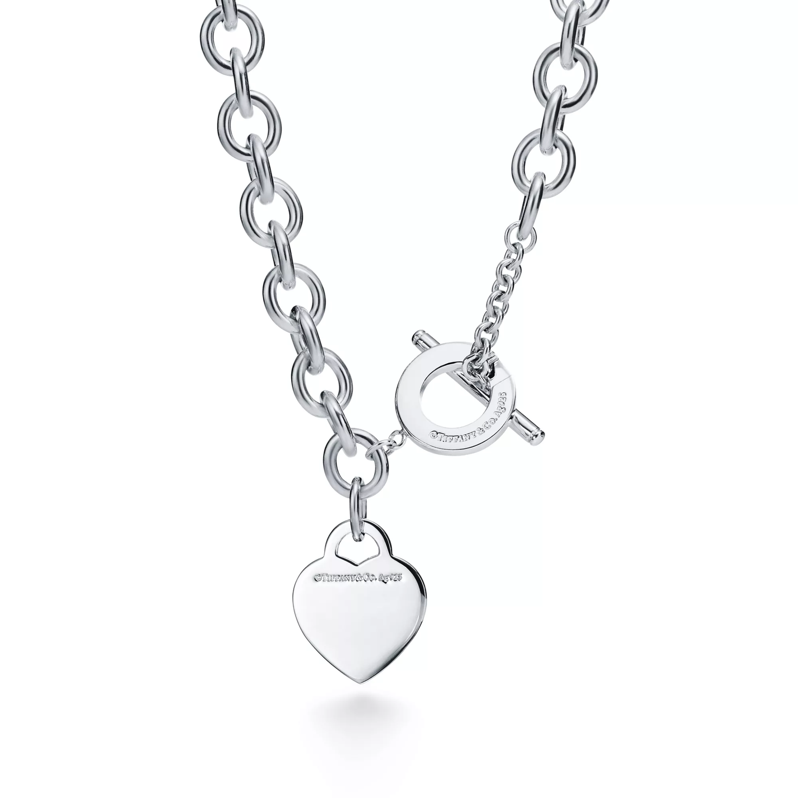 Heart Tag Toggle Necklace in Silver