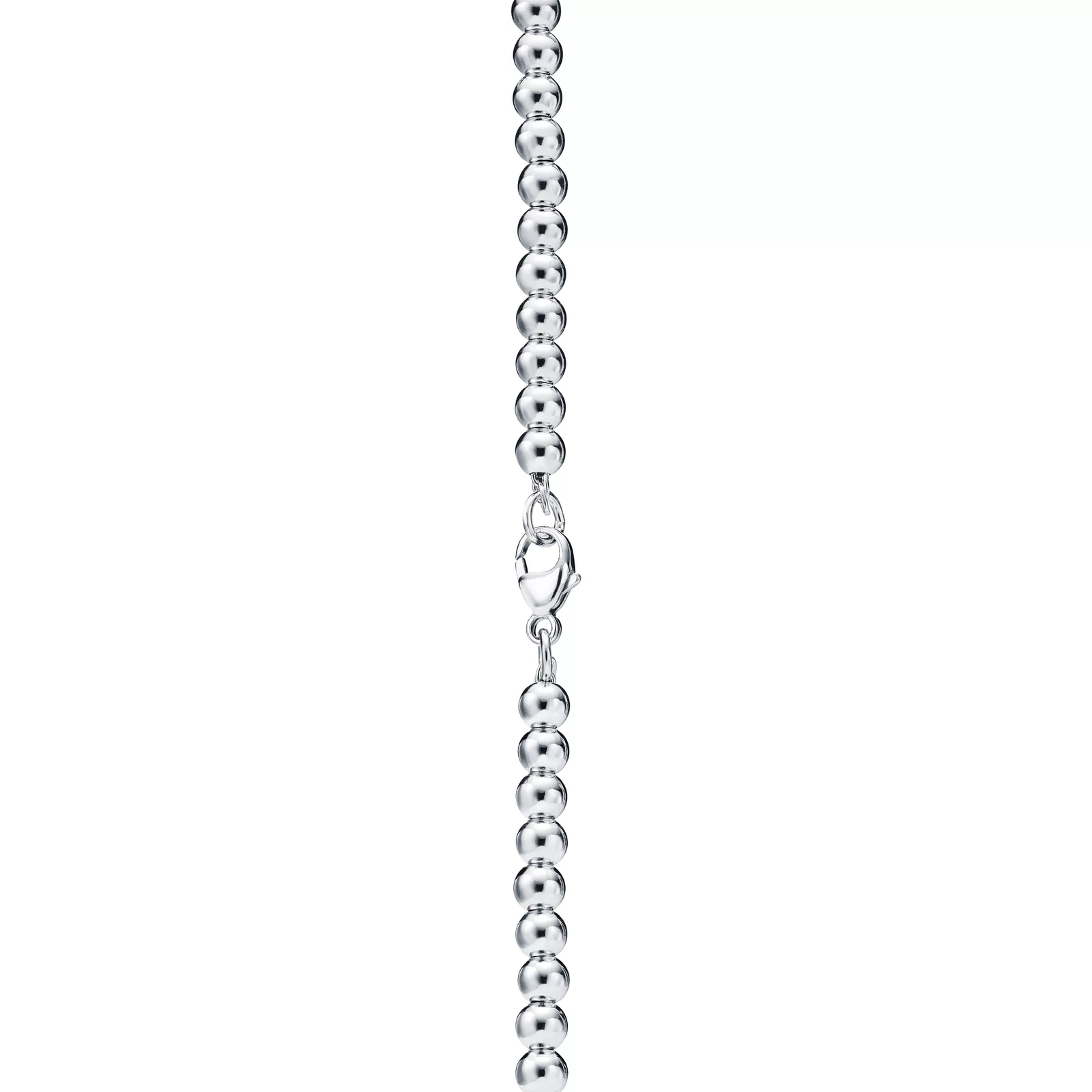 Heart Tag Bead Necklace in Silver