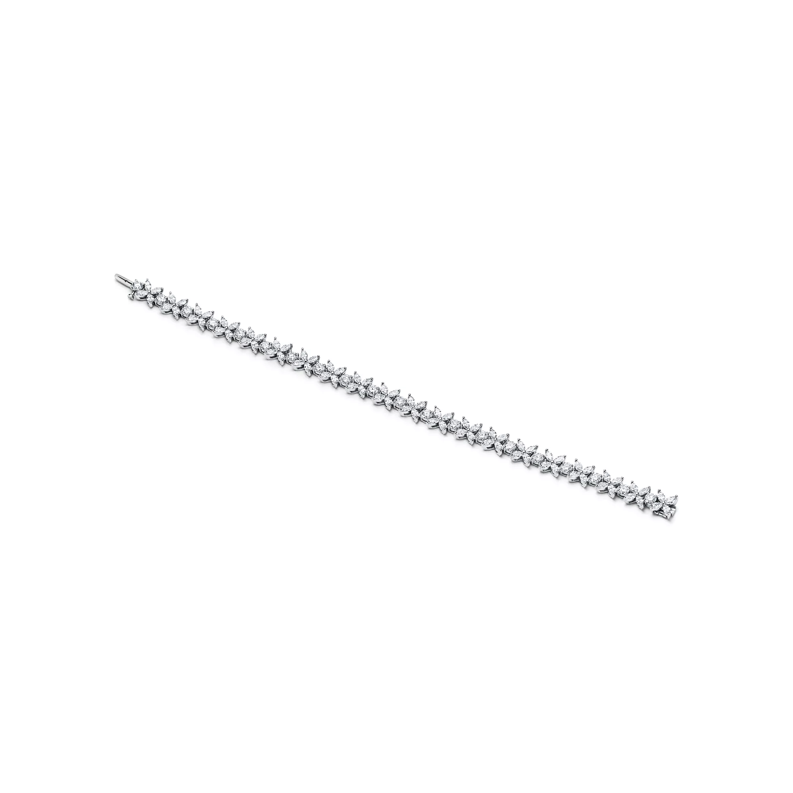 Cluster Tennis Bracelet in Platinum with Diamonds