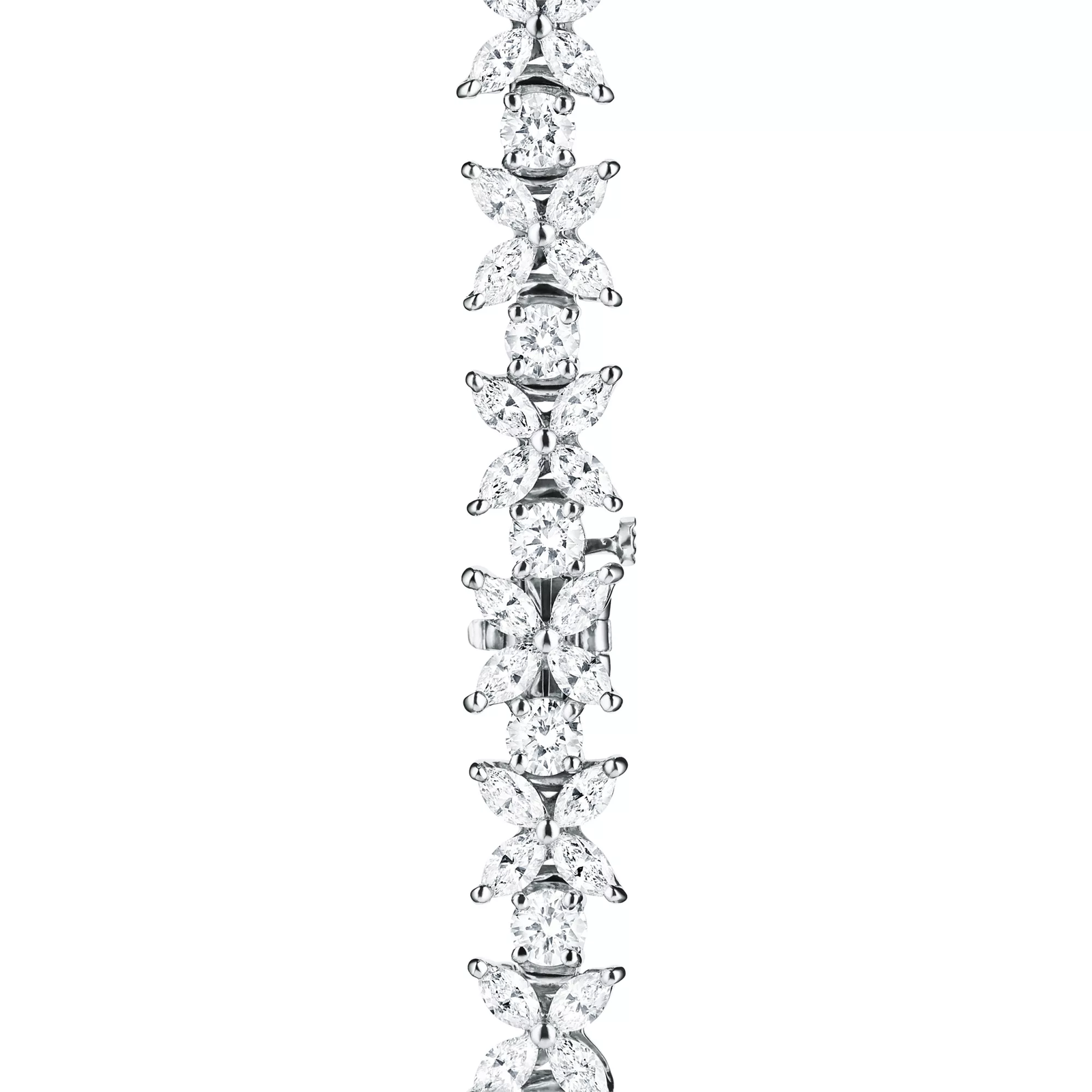 Cluster Tennis Bracelet in Platinum with Diamonds