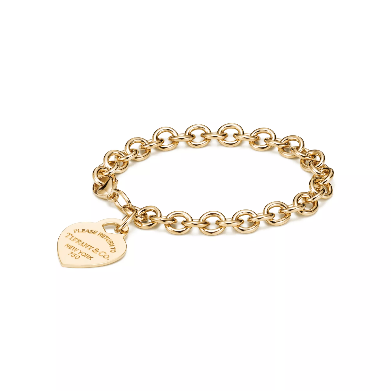 Heart Tag Bracelet in Yellow Gold, Medium