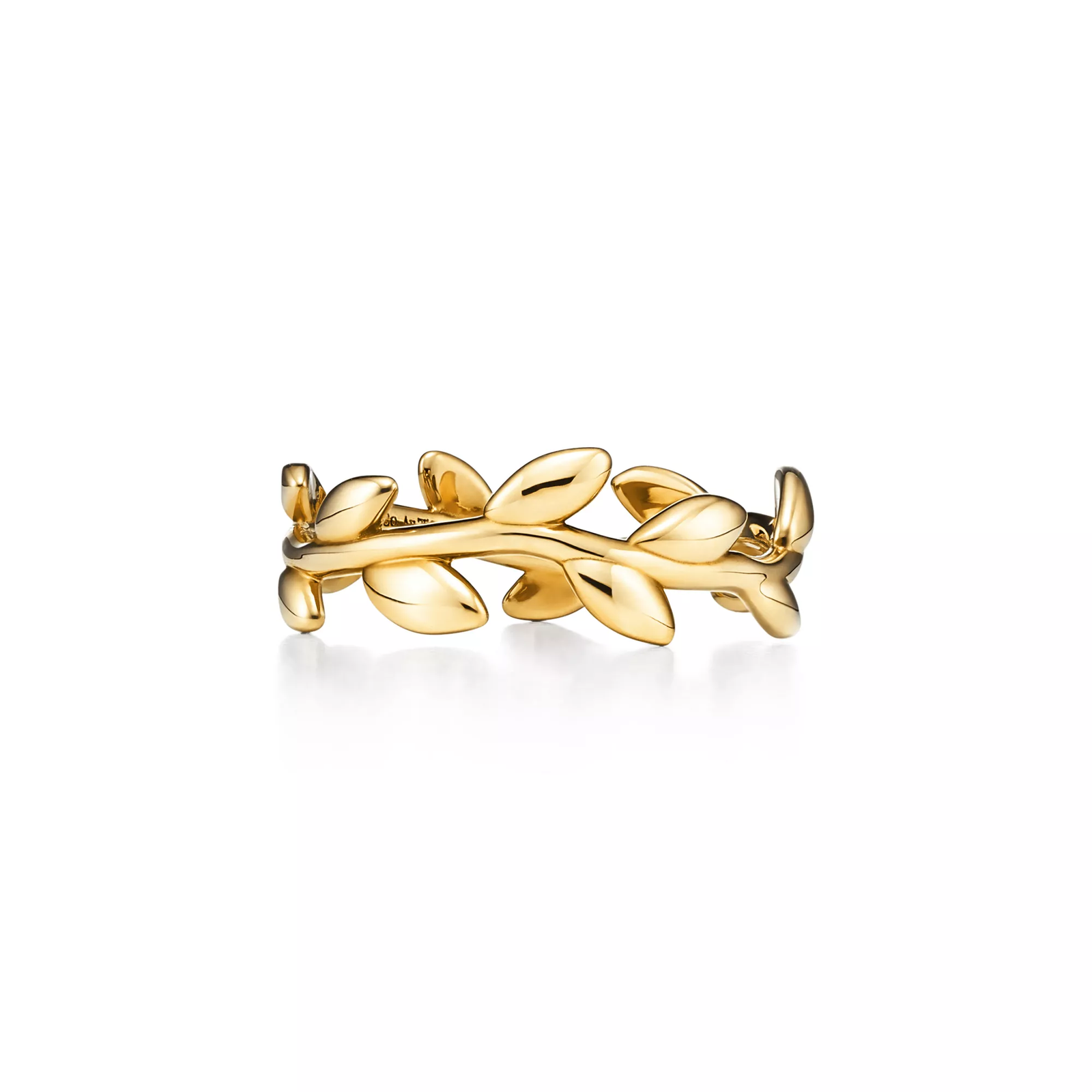 Olive Leaf Band Ring in Yellow Gold, Narrow