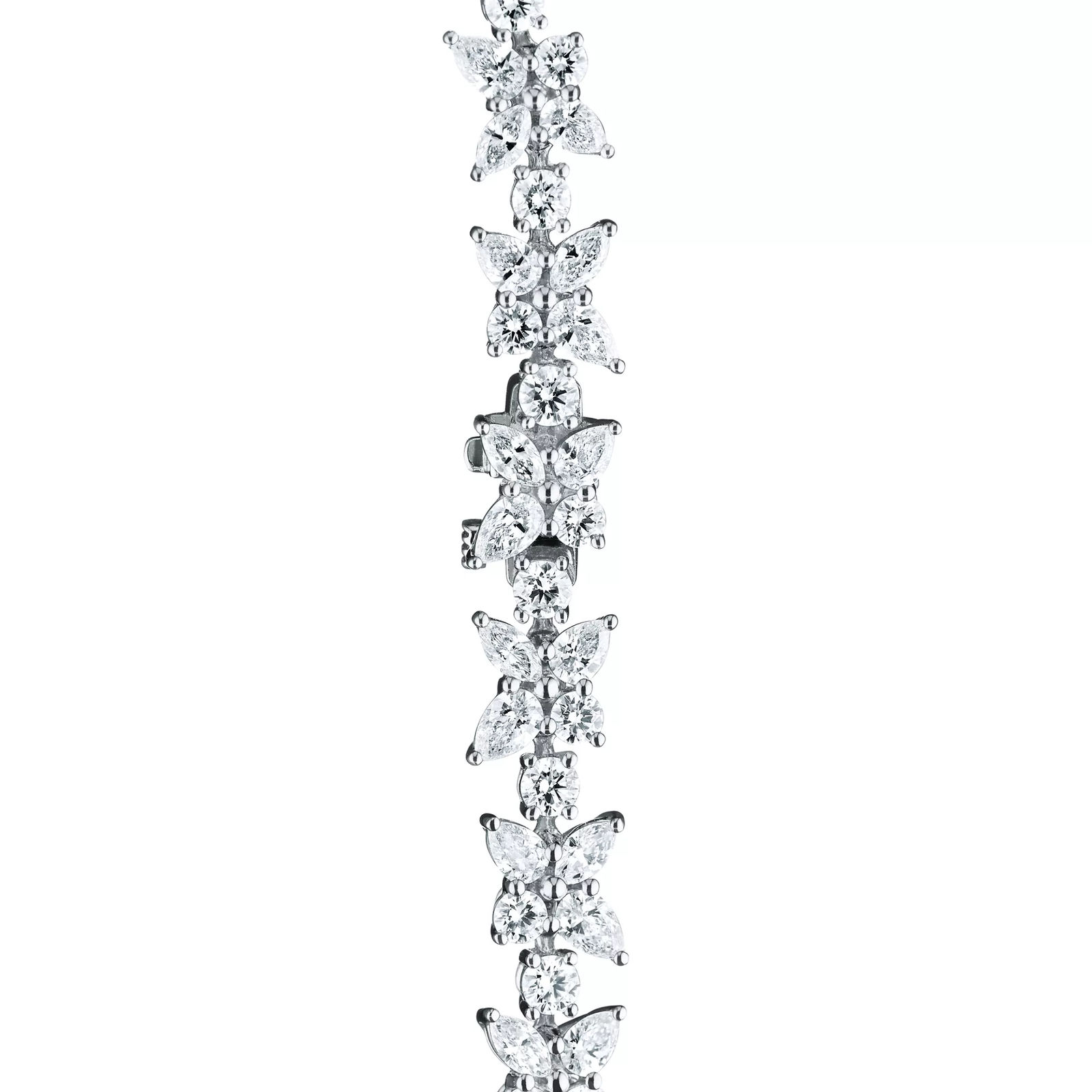 Cluster Tennis Bracelet in Platinum with Diamonds