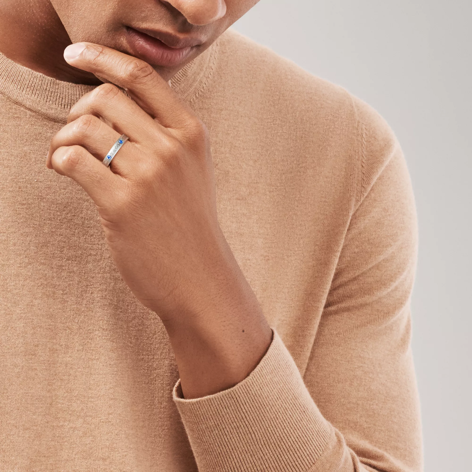 Ring in Silver with Sapphires, Narrow