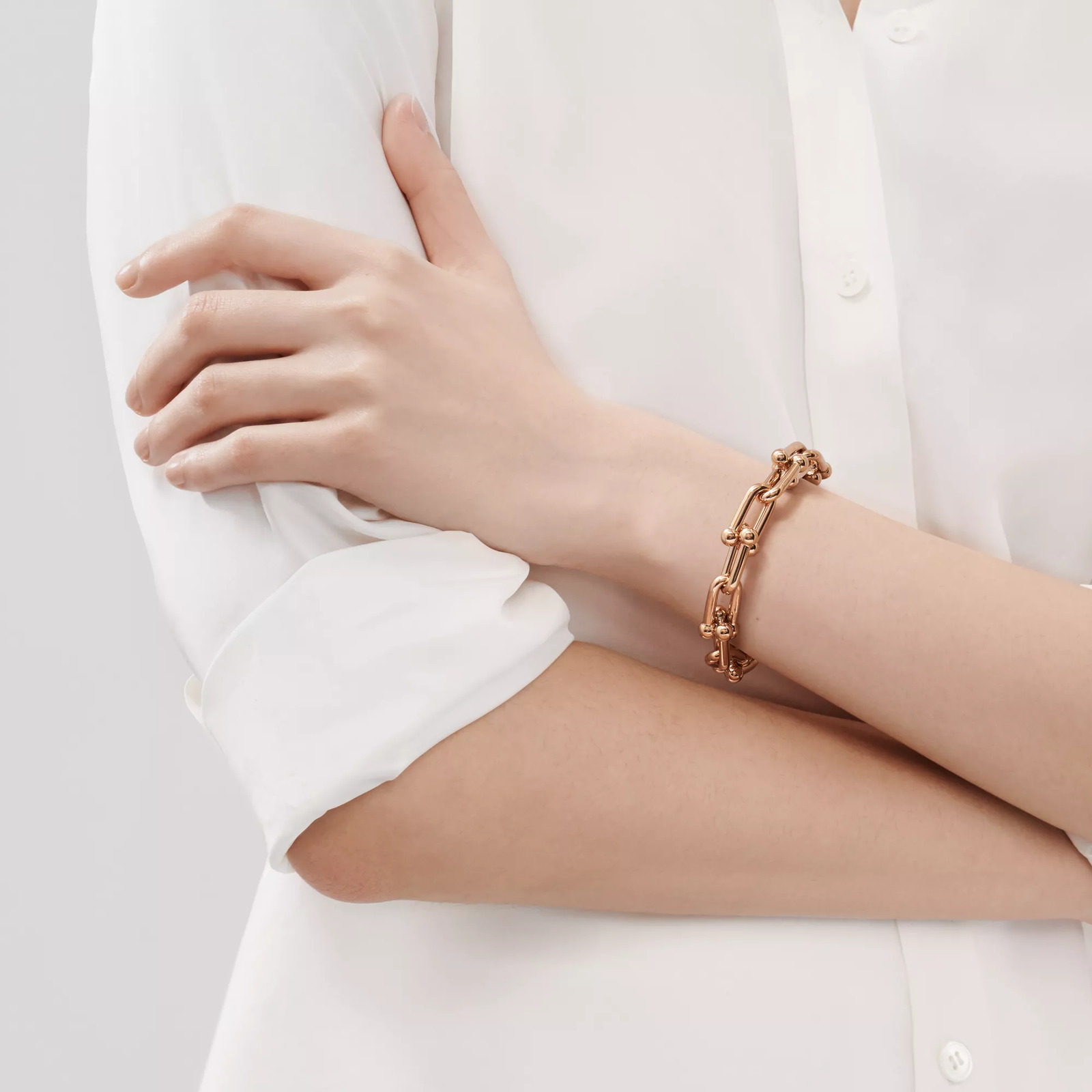 Large Link Bracelet in Rose Gold