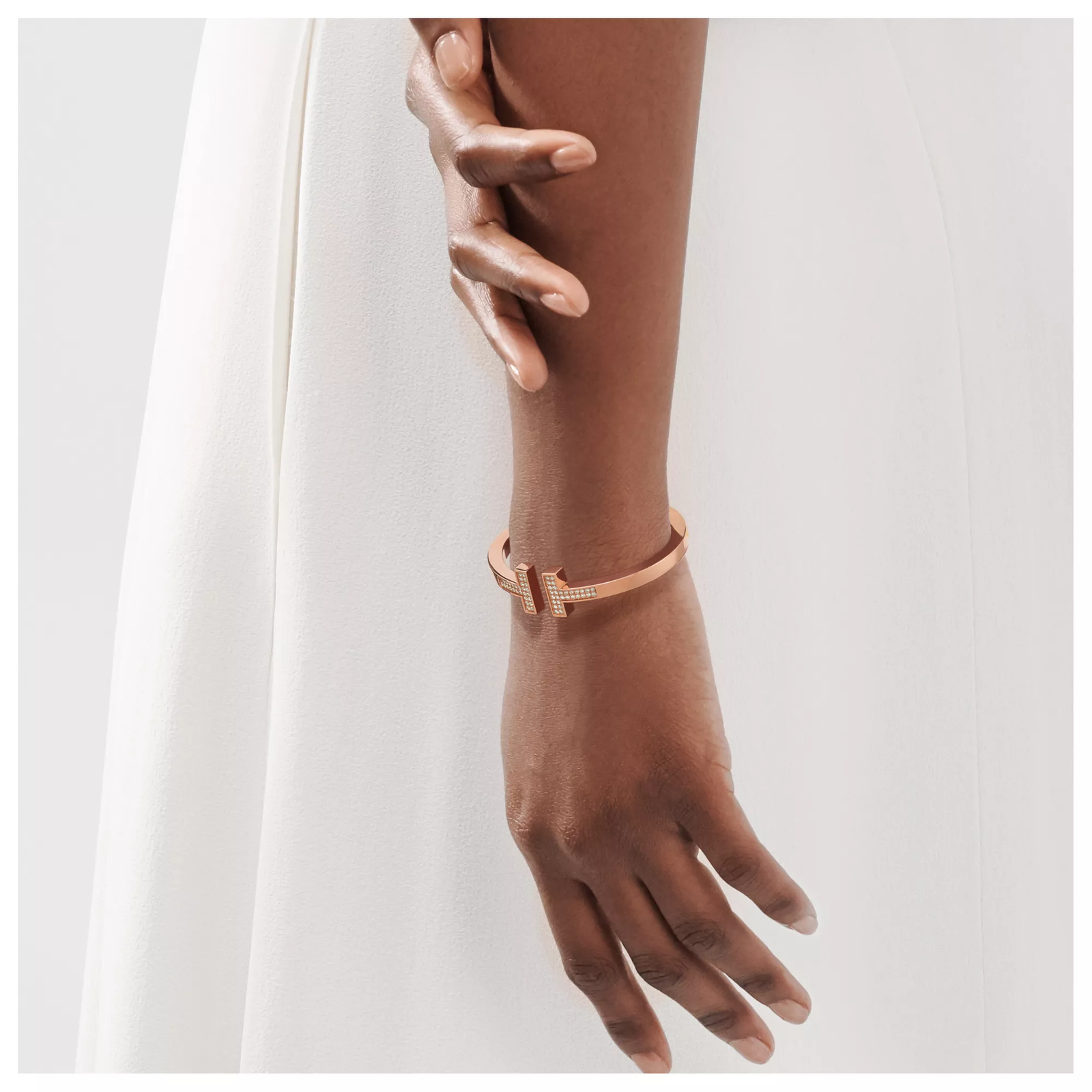 Pave Diamond Square Bracelet in Rose Gold