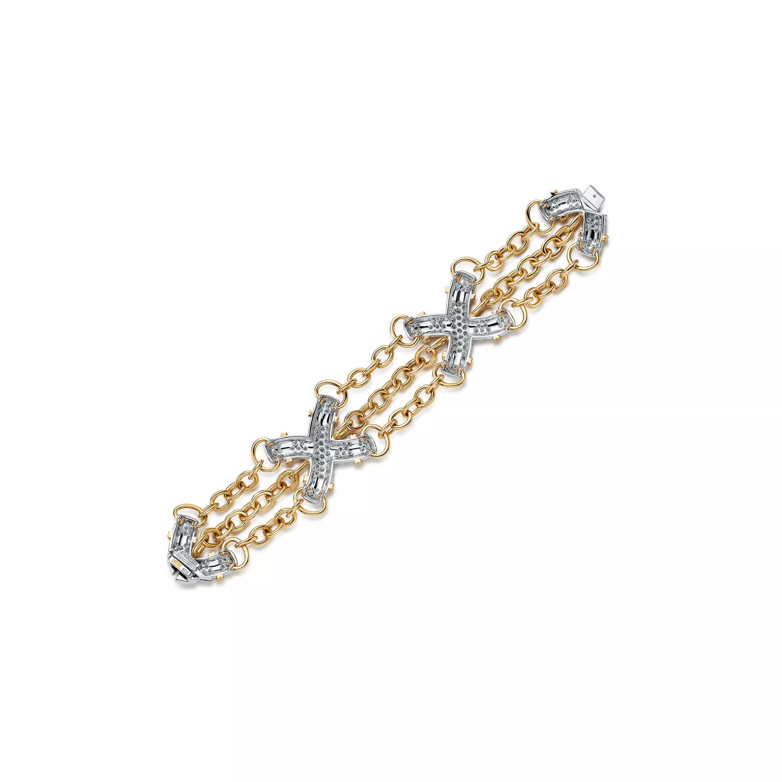 X Link Bracelet in Platinum and Yellow Gold