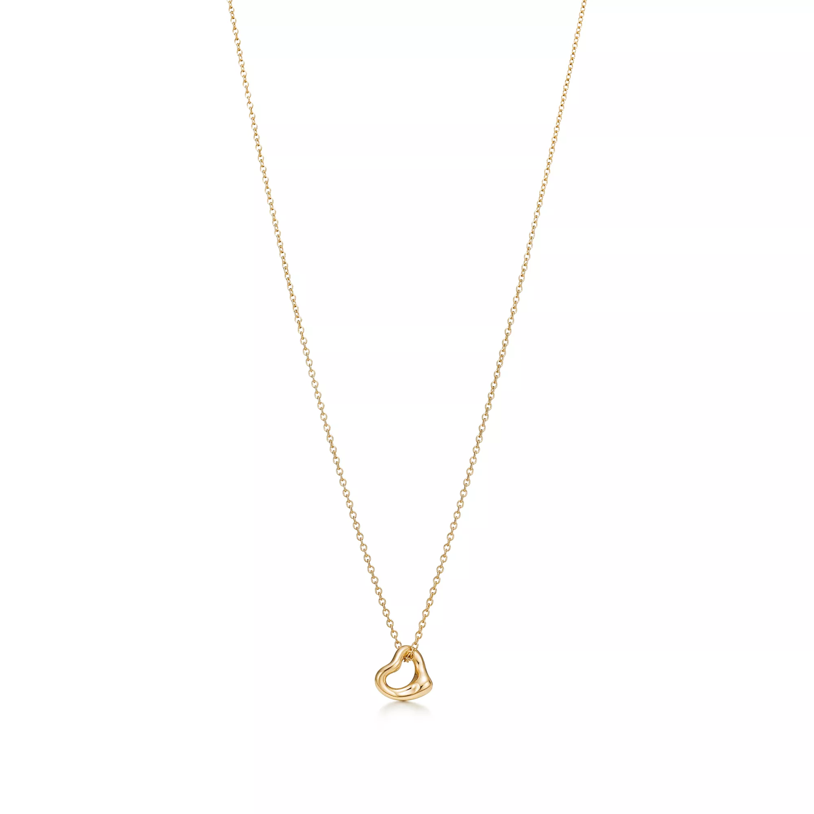 Open Heart Pendant in Yellow Gold, 7 mm