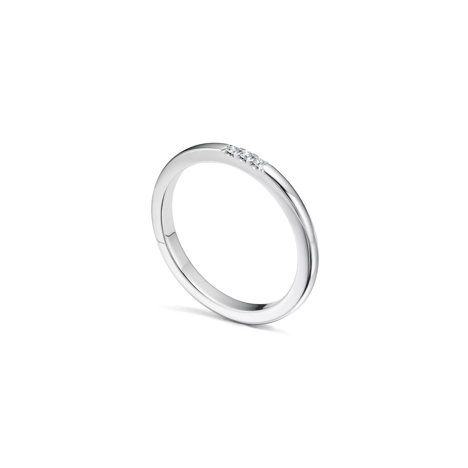 Wedding Band Ring in Platinum with Diamonds, 2 mm Wide