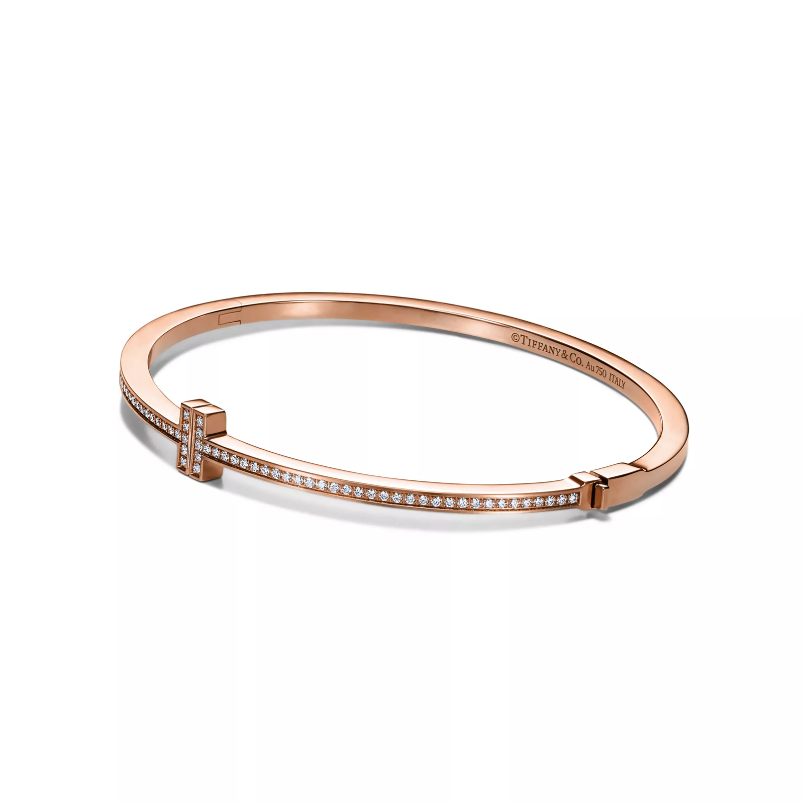 Diamond Hinged Wire Bangle in Rose Gold