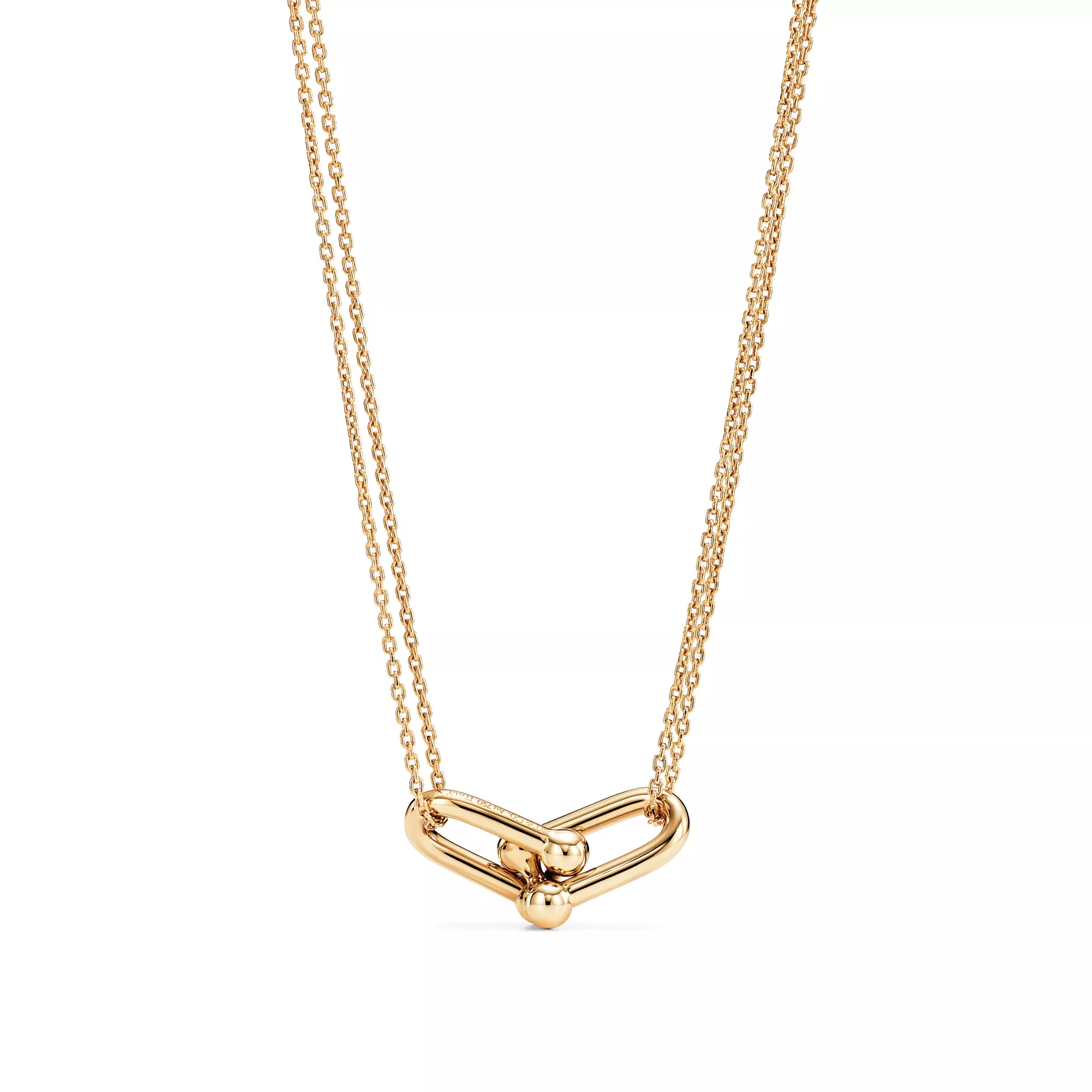 Large Double Link Pendant in Yellow Gold