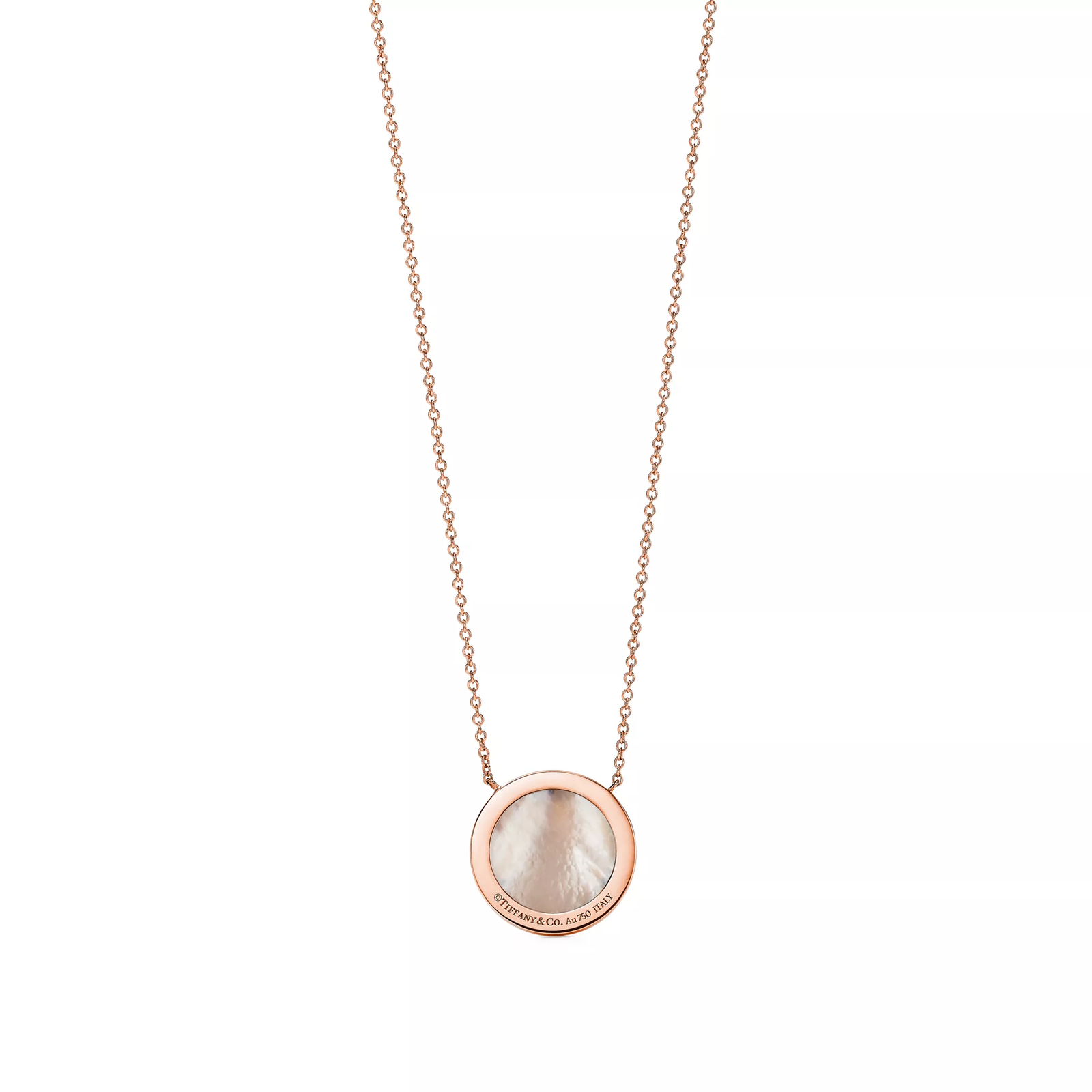 Diamond and Mother-of-pearl Circle Pendant in Rose Gold